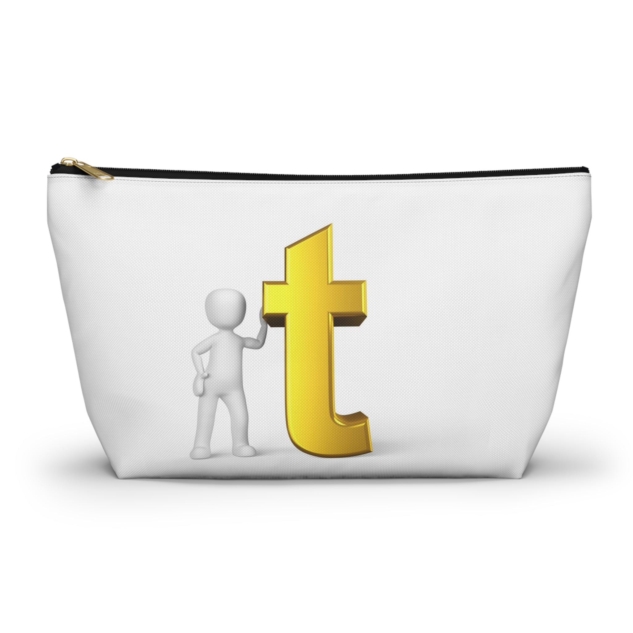 Gold Letter T Monogram Accessory Pouch | T-Bottom Makeup Bag