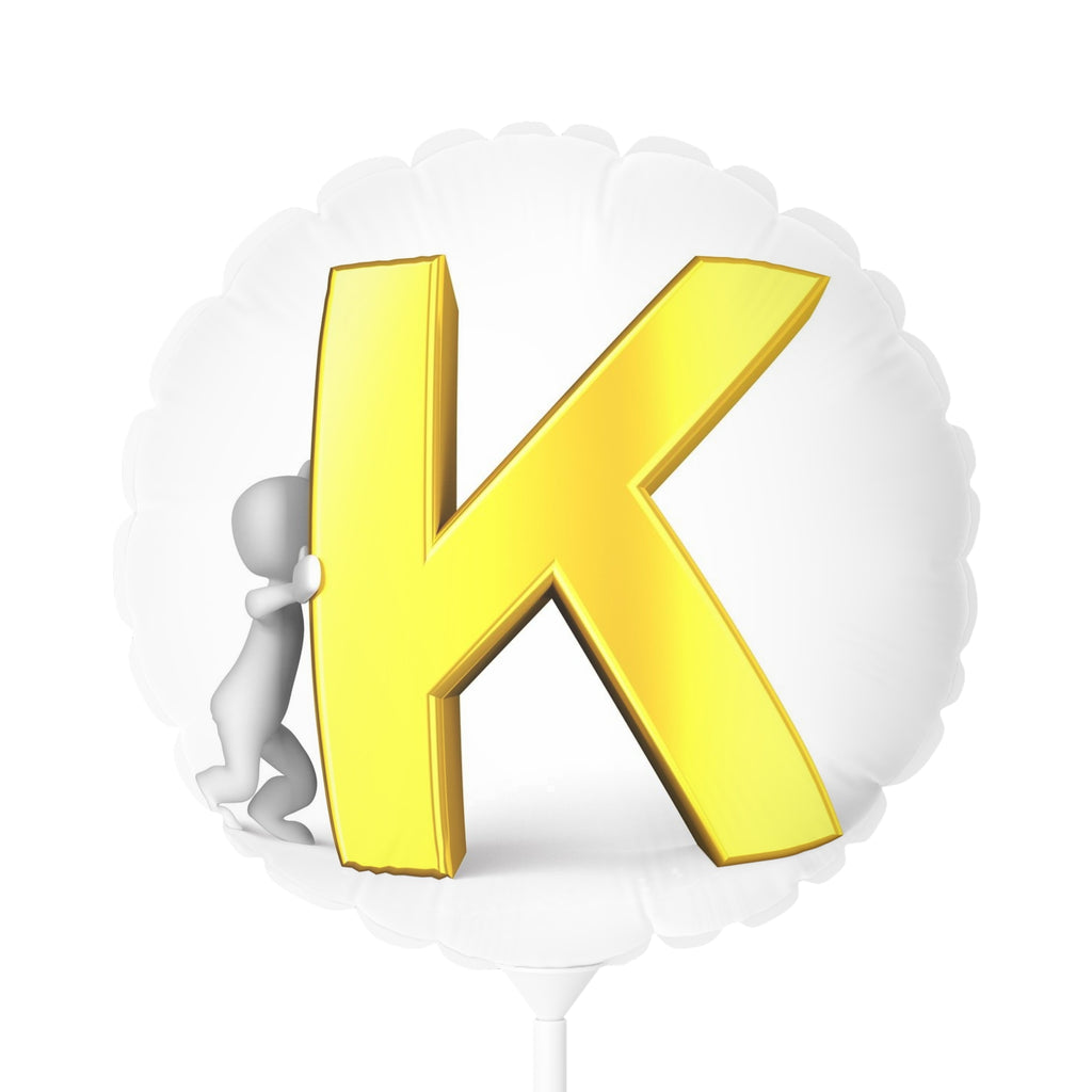 Gold Letter K Balloon 11" Round | Heart or Circle Foil Balloon