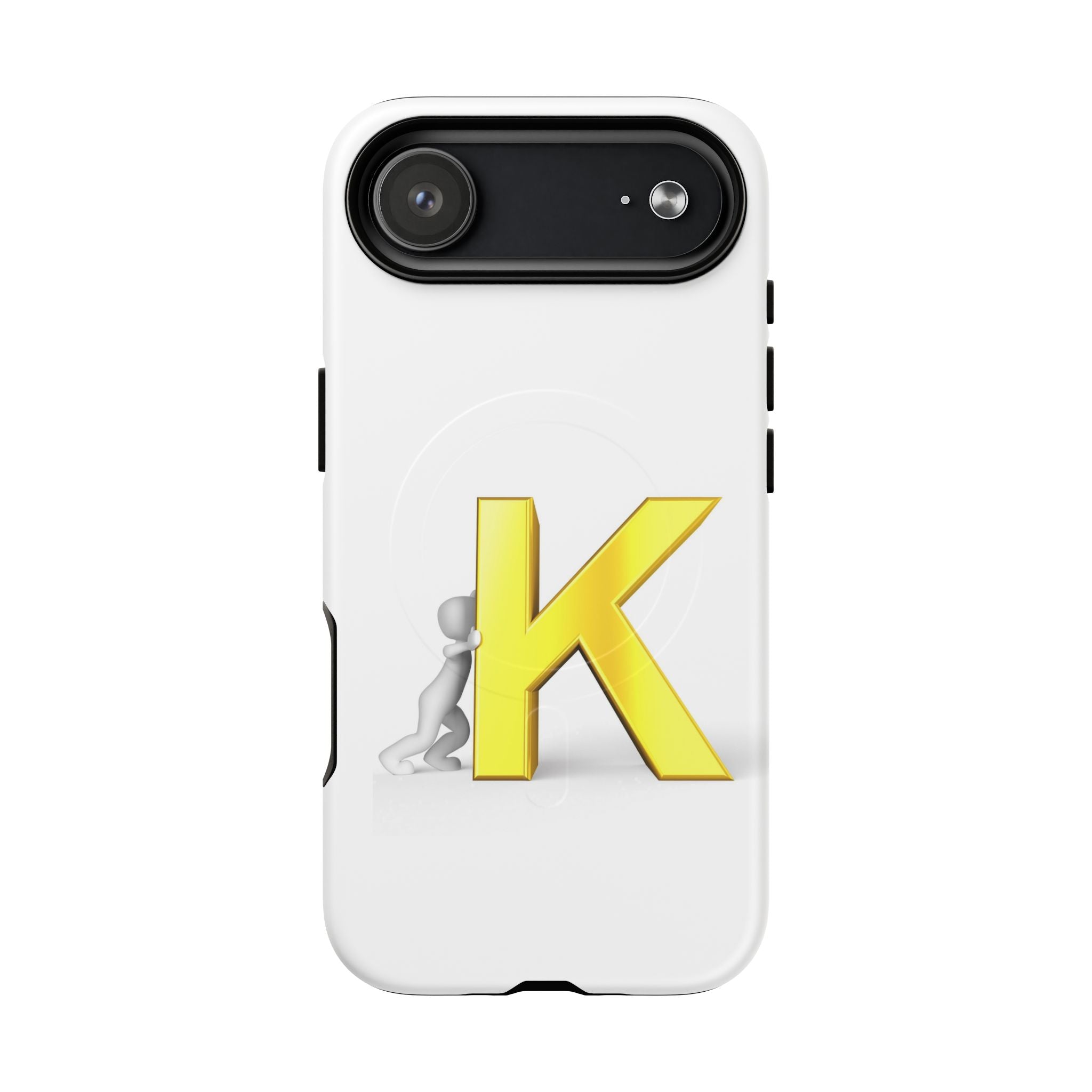 Yellow K Letter Phone Case | Tough Magnetic Case, Monogram Initial K