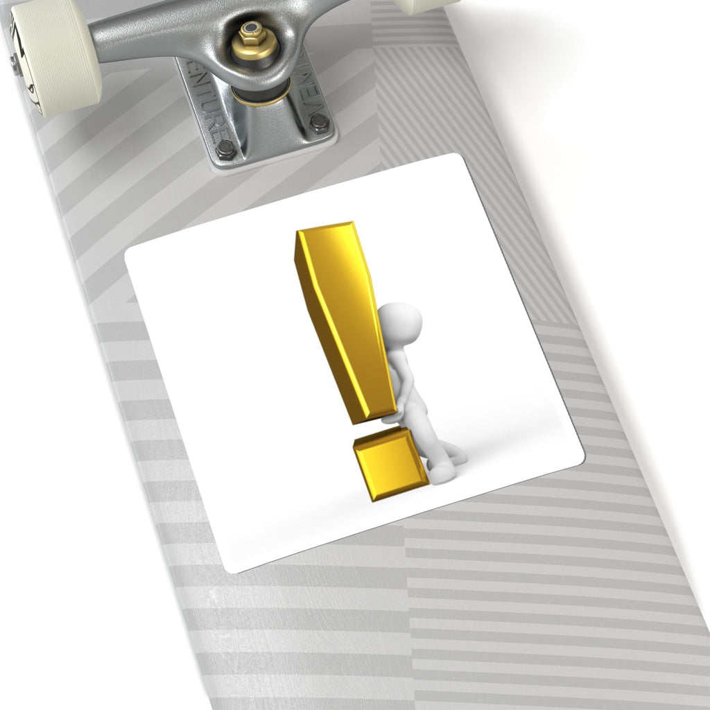 3D Gold Exclamation Mark Sticker, Kiss-Cut Stickers | Laptop Decal