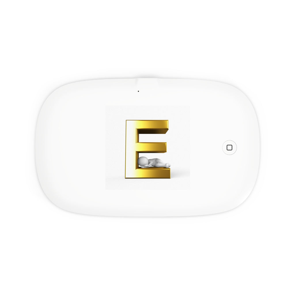 Gold Letter E Monogram UV Phone Sanitizer and Wireless Charging Pad | Initial E