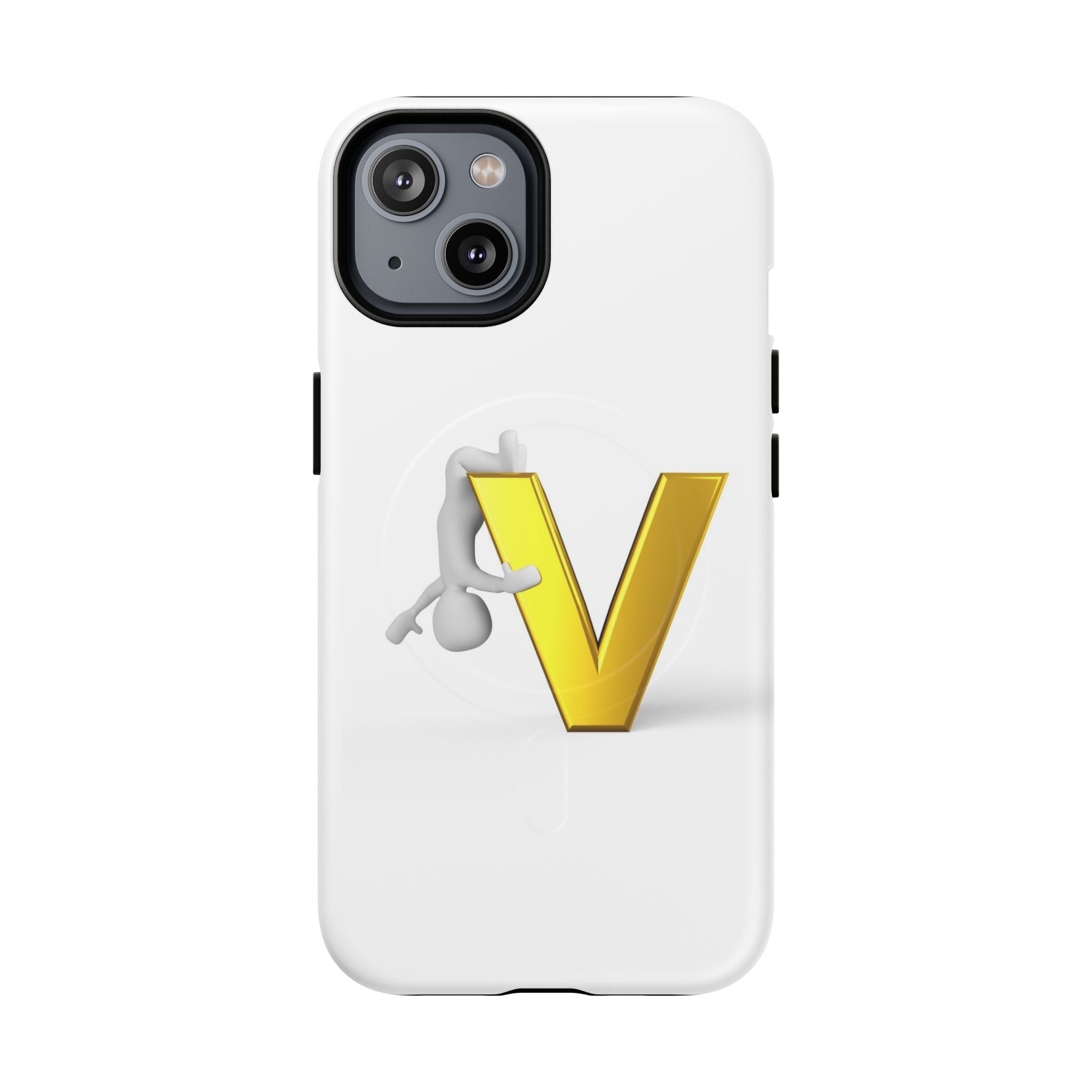 Coque de téléphone aimantée résistante 3D lettre V jaune | Coque iPhone Monogramme V