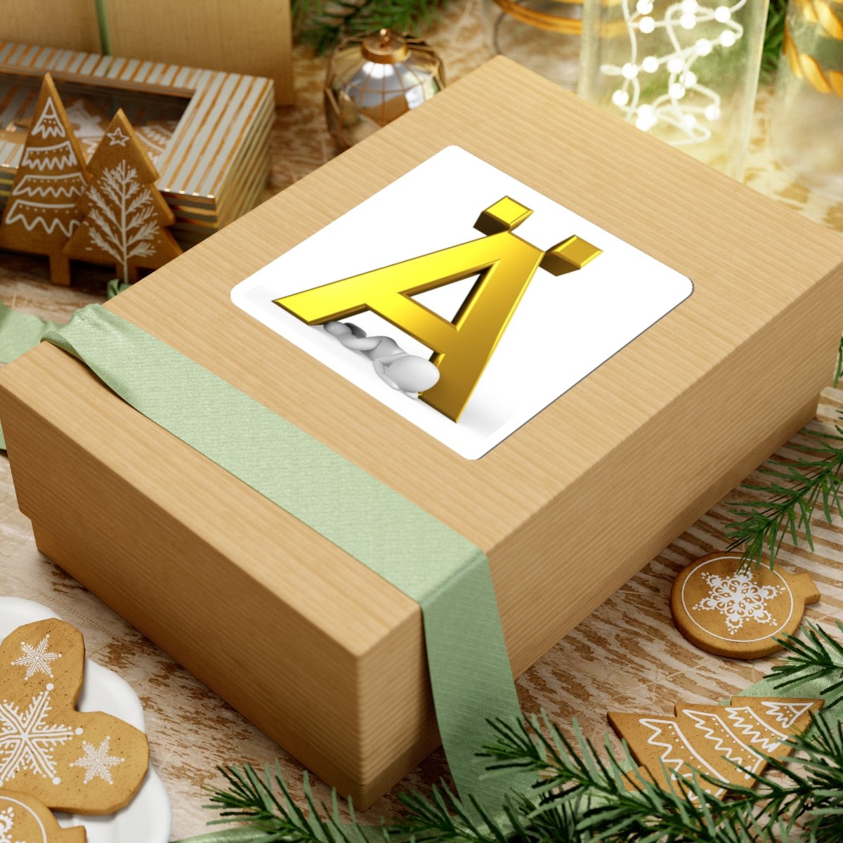Gold 3D Letter Ä sticker | Kiss-Cut Stickers