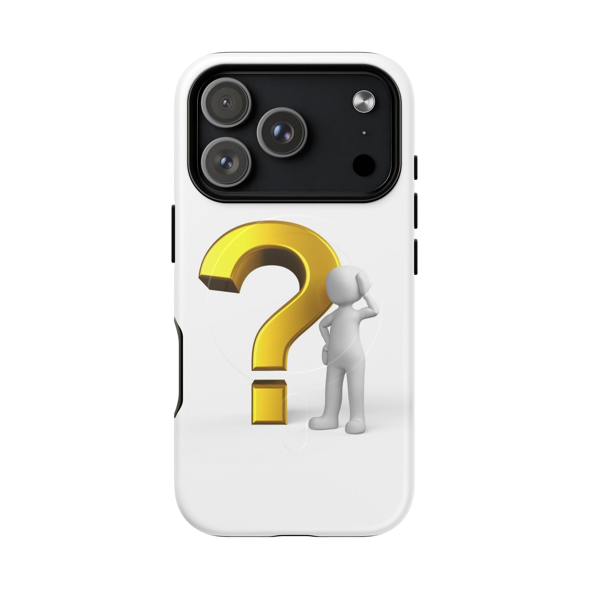 Coque de téléphone 3D point d'interrogation | Coque magnétique robuste