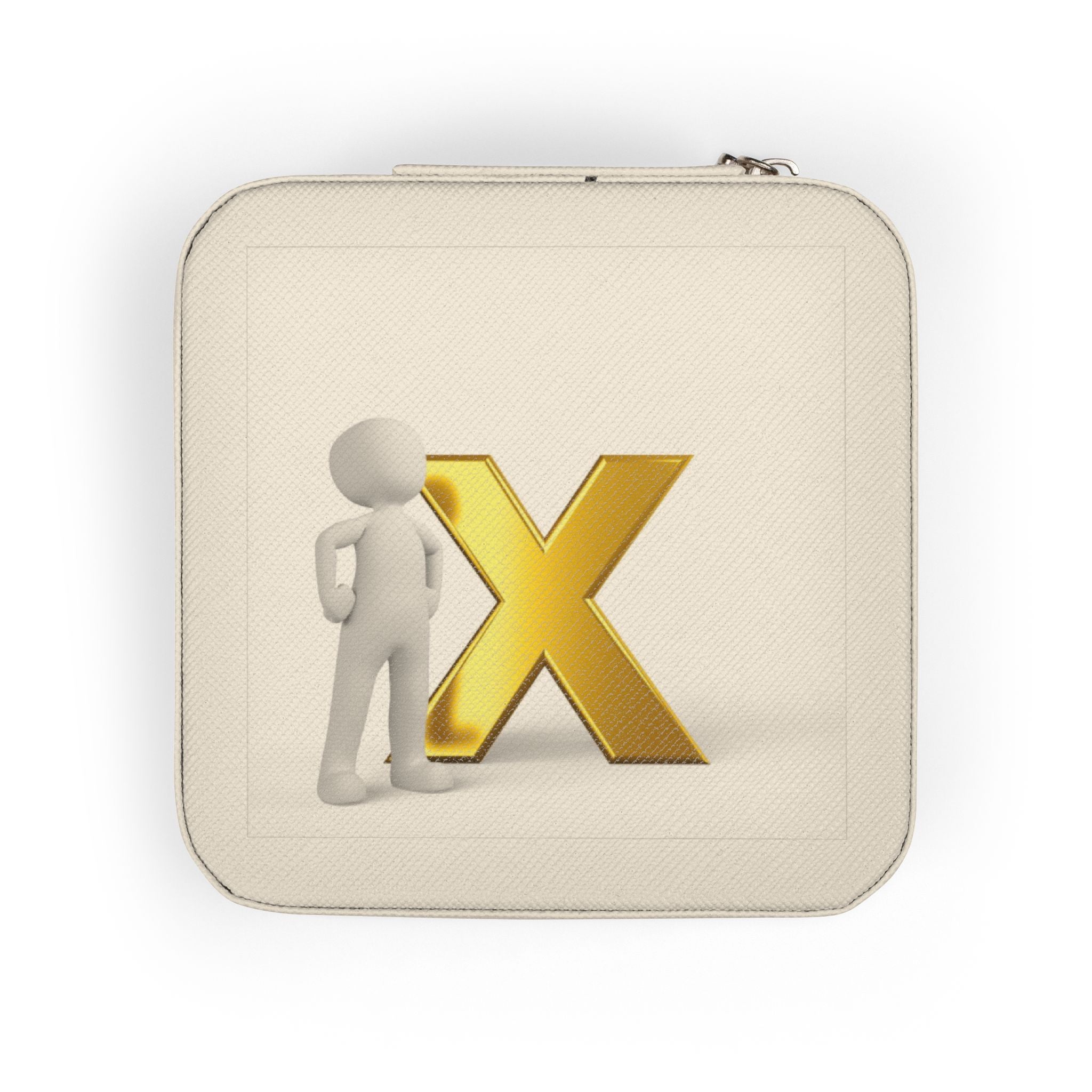 3D Gold X monogram Jewelry Travel Case | Compact Leatherette Organizer