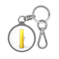 3D Stick Figure with Gold Letter i Keyring Tag | Round Metal Keychain