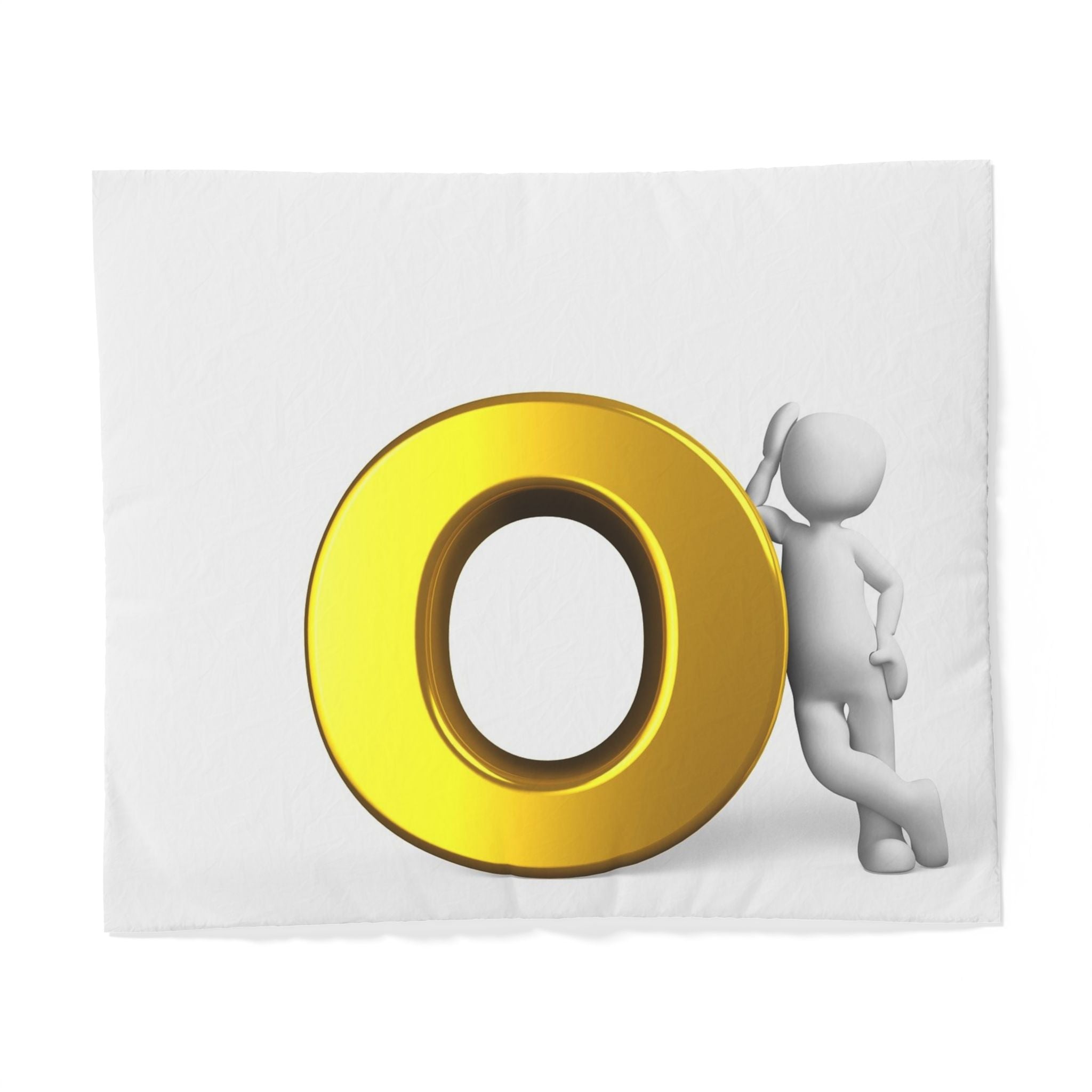 3D Gold Letter O Duvet Cover | Monogram Alphabet Bedding
