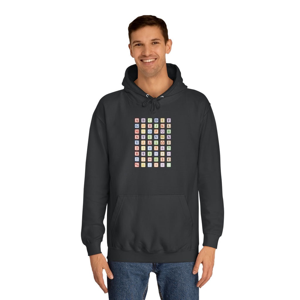 Alphabet Blocks Hoodie | Colorful Letter Grid, Back & Front Print