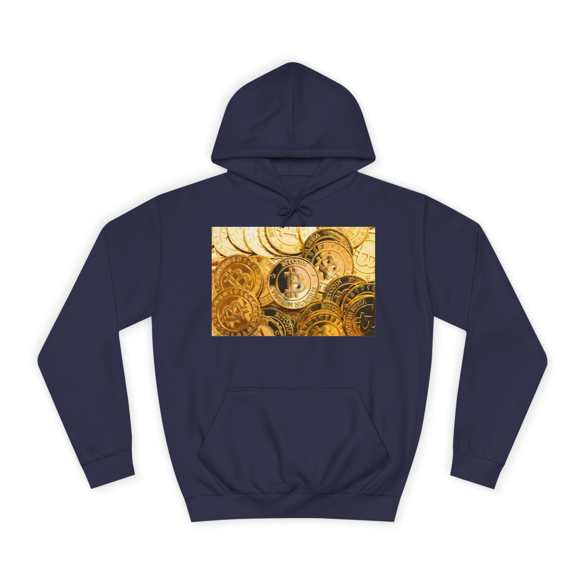 Golden Bitcoin Coins Hoodie | Crypto Cryptocurrency Crypto Art, Digital Currency Apparel