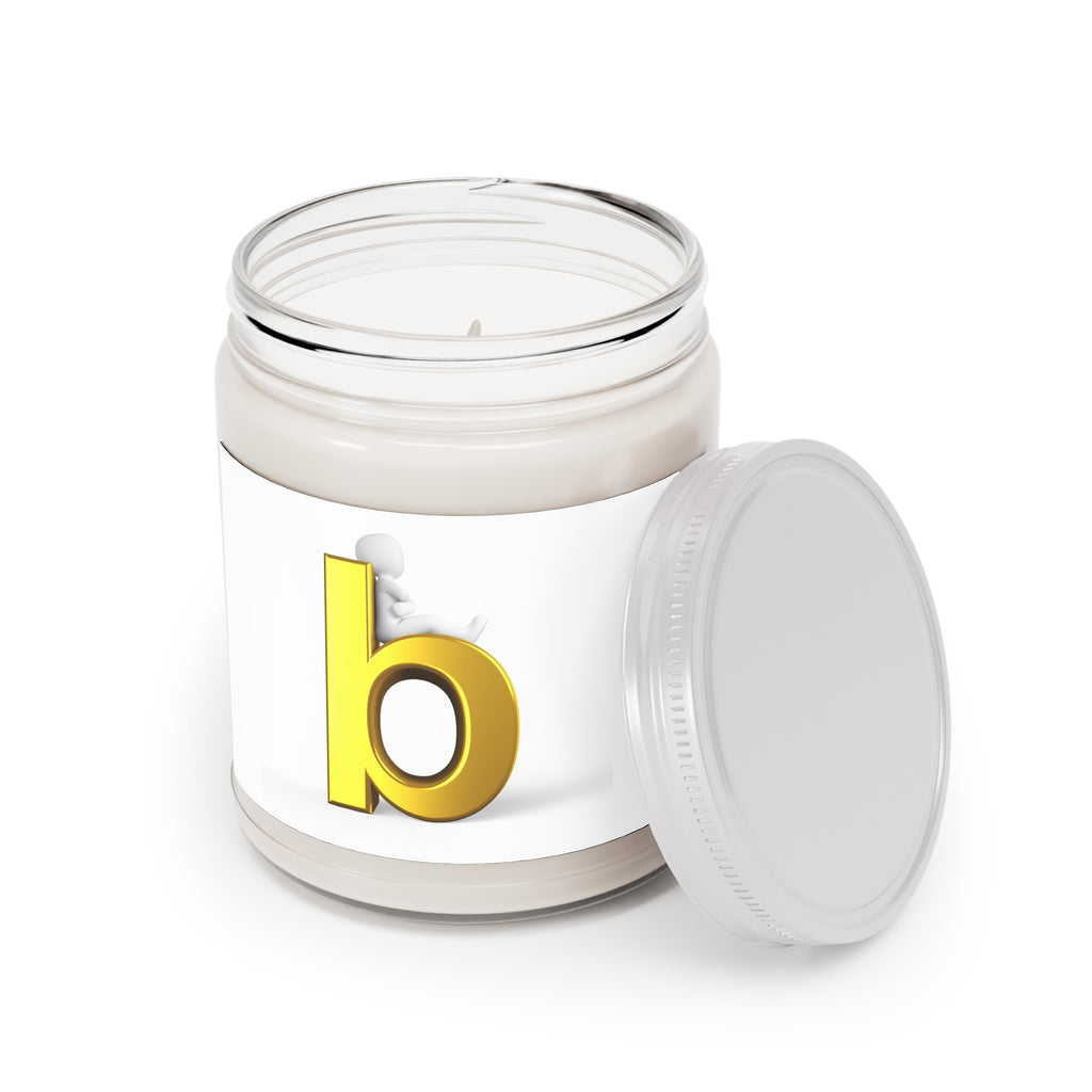 Gold Letter B Initial Candle Jar | Soy Candle 9oz, White Lid