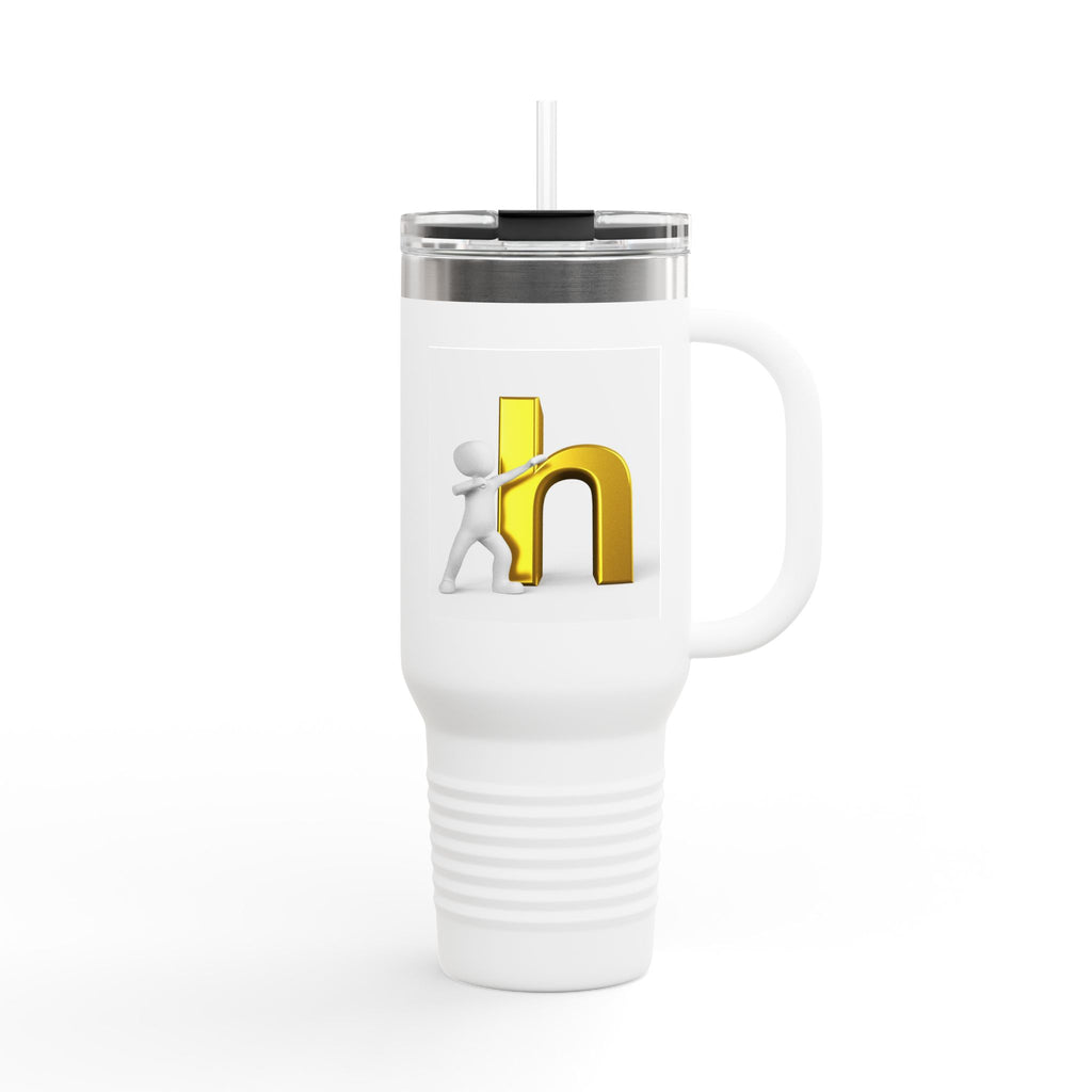 3D Gold Letter H with Figure | Travel Mug