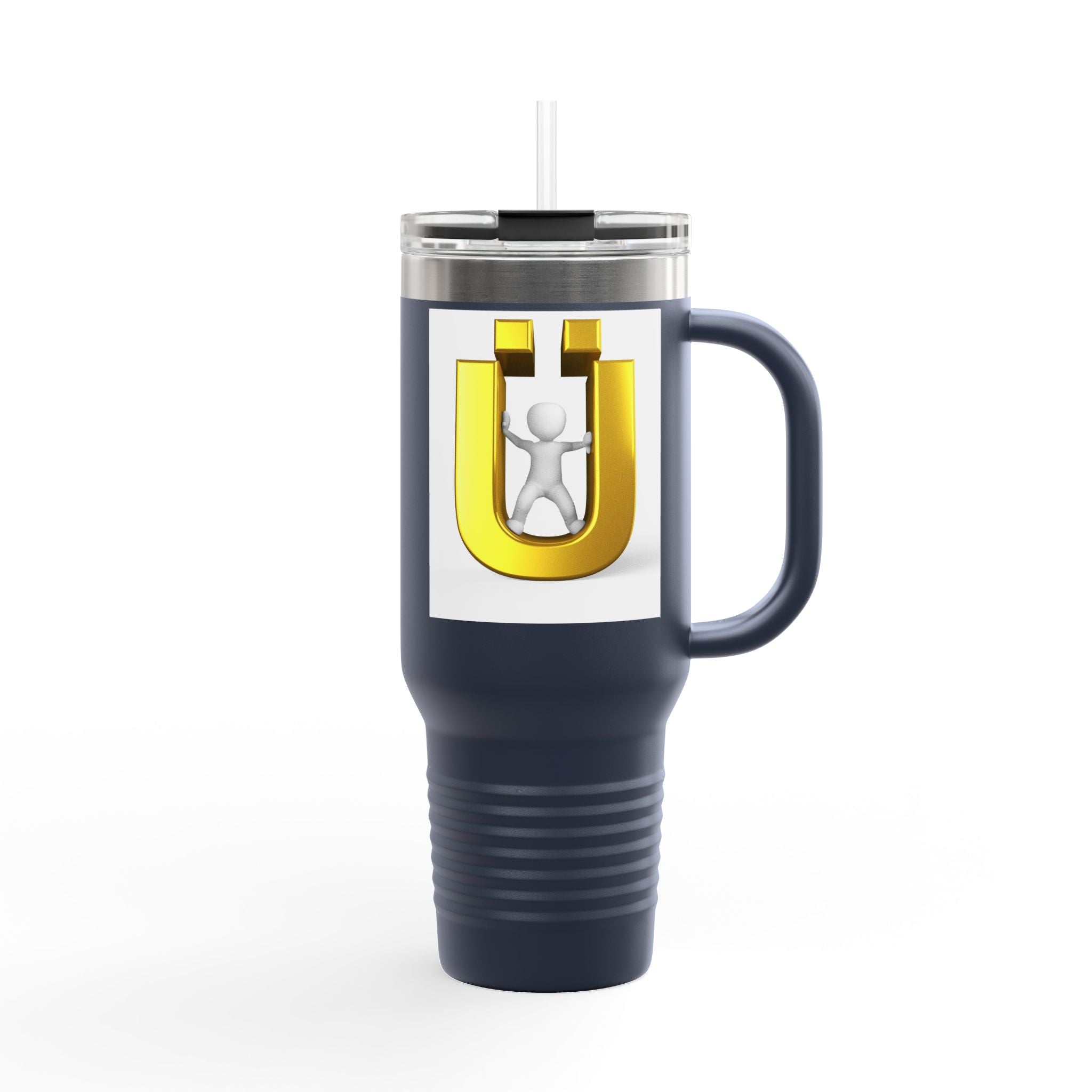Golden Letter Ü with Figure 40oz Travel Mug | Insulated Tumbler