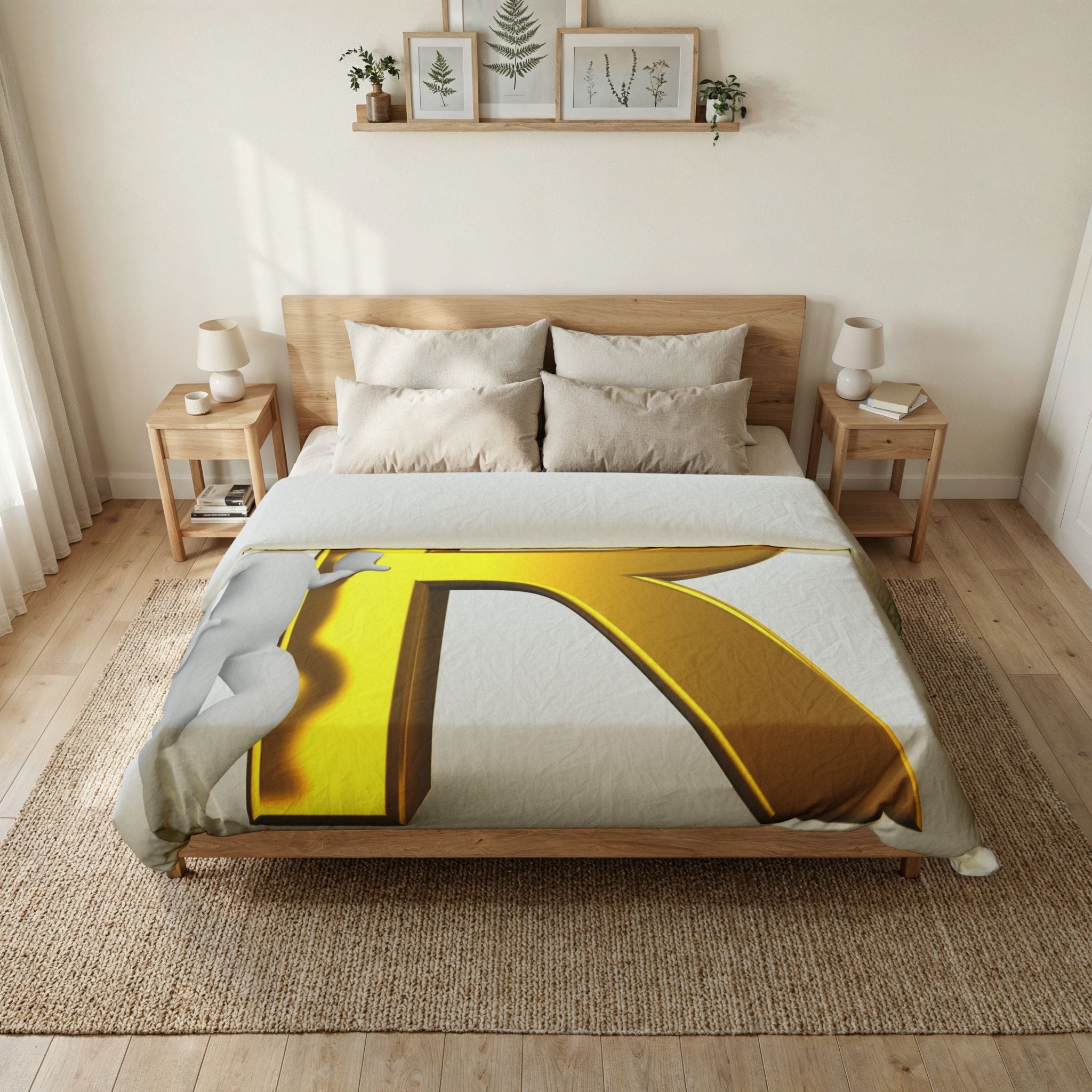 Gold 3D Letter R Duvet Cover | Monogram Bedding