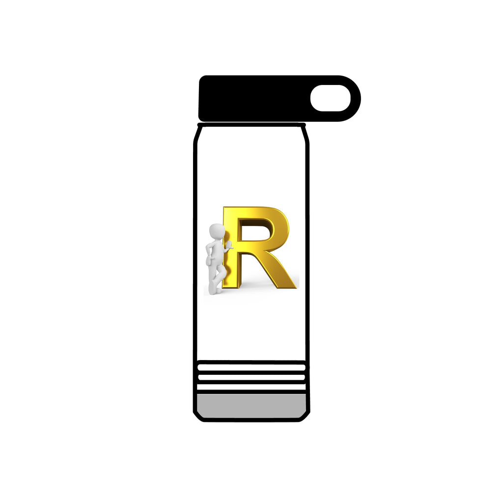 Gold Letter R Monogram Water Bottle | 20oz Initial Bottle