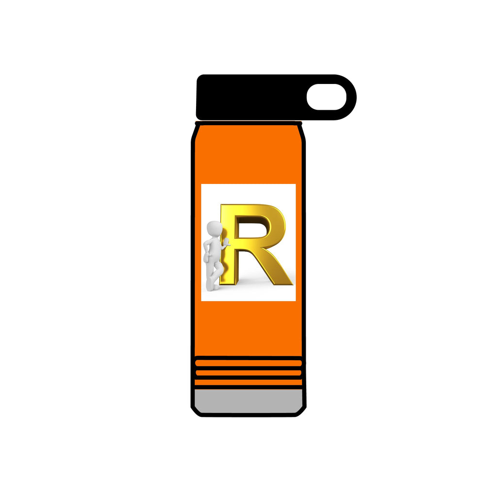 Gold Letter R Monogram Water Bottle | 20oz Initial Bottle