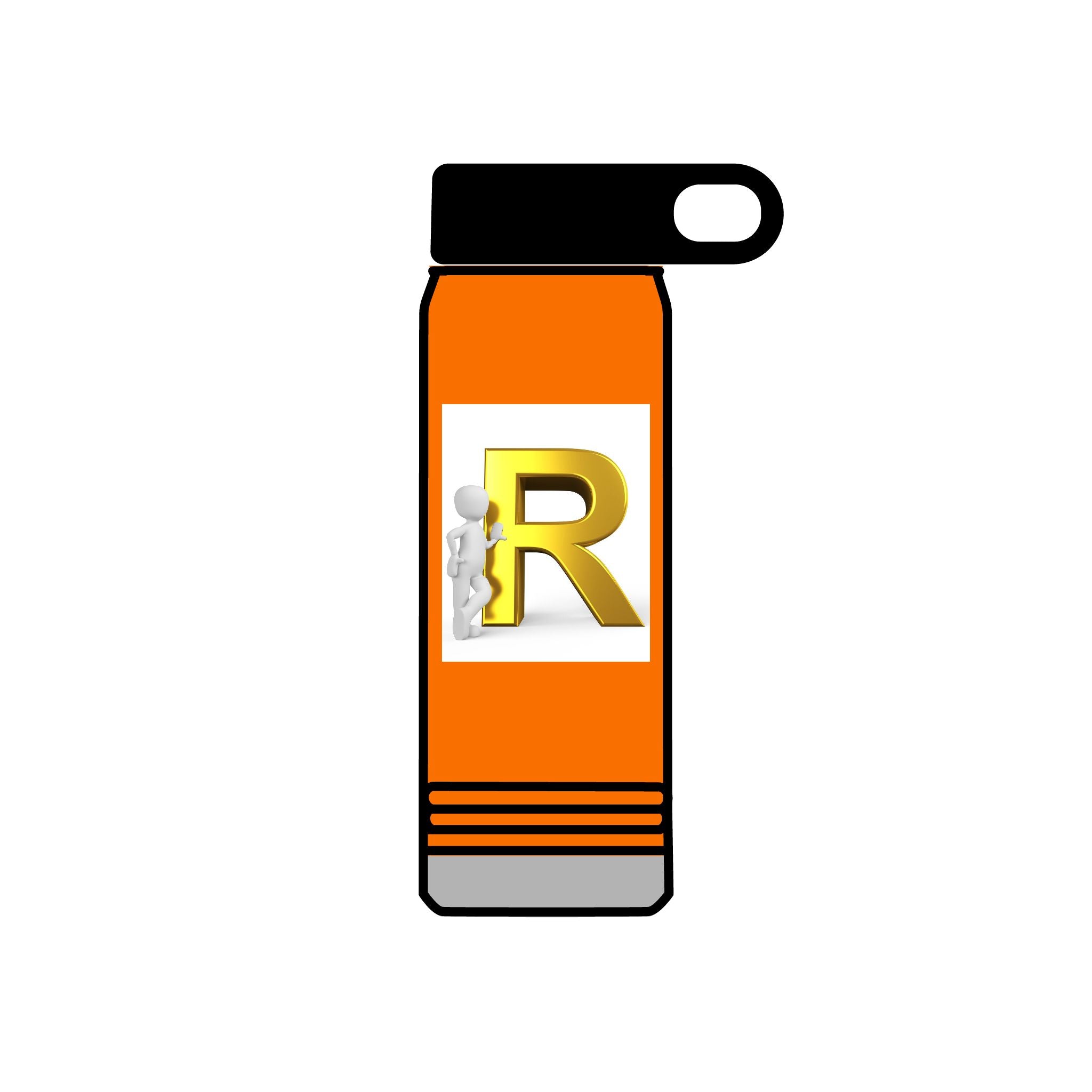 Gold Letter R Monogram Water Bottle | 20oz Initial Bottle