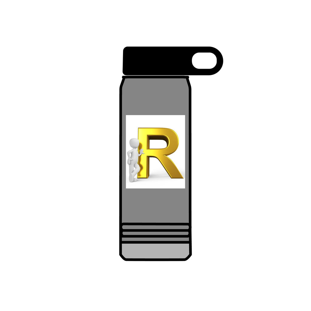 Gold Letter R Monogram Water Bottle | 20oz Initial Bottle