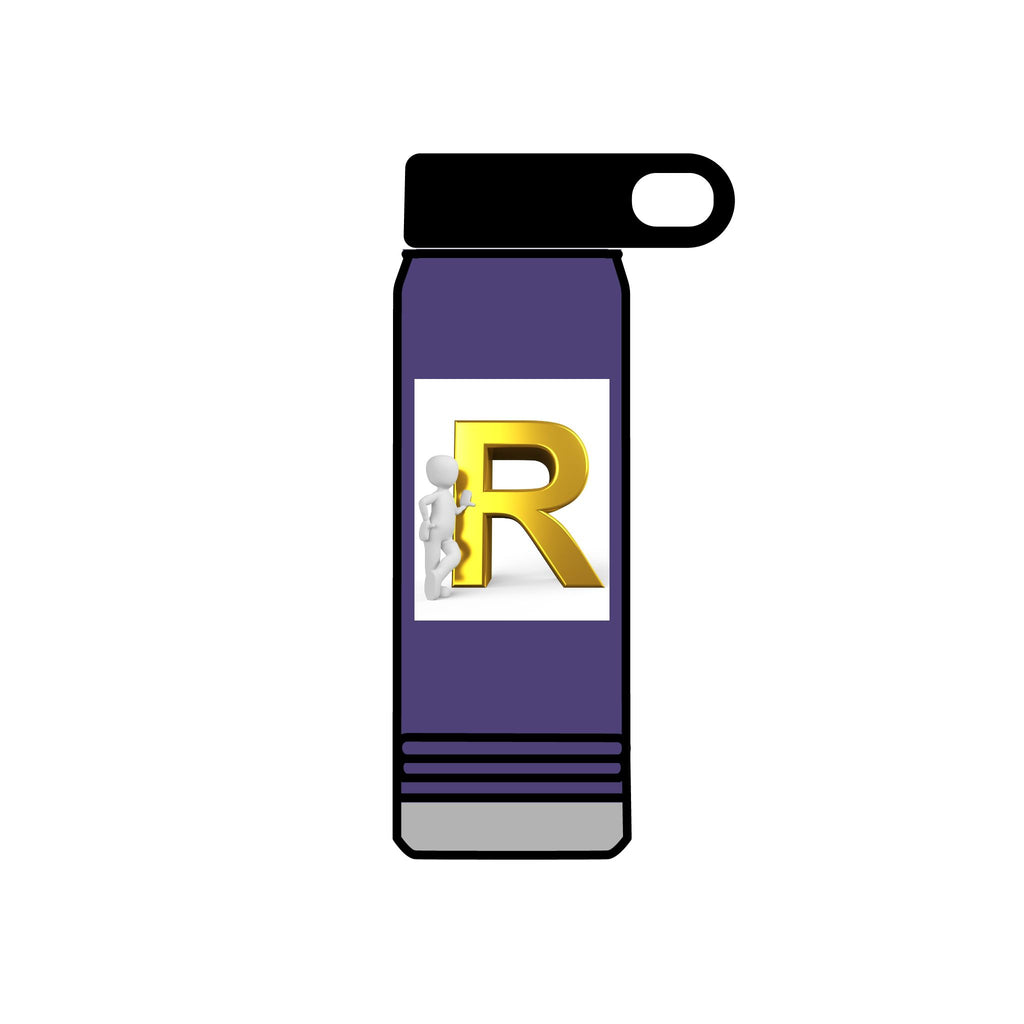 Gold Letter R Monogram Water Bottle | 20oz Initial Bottle