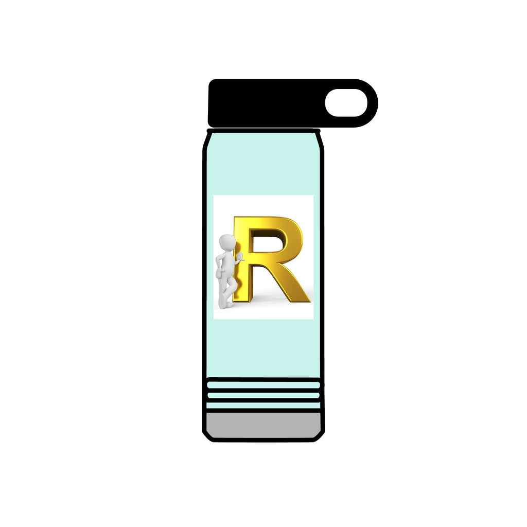 Gold Letter R Monogram Water Bottle | 20oz Initial Bottle