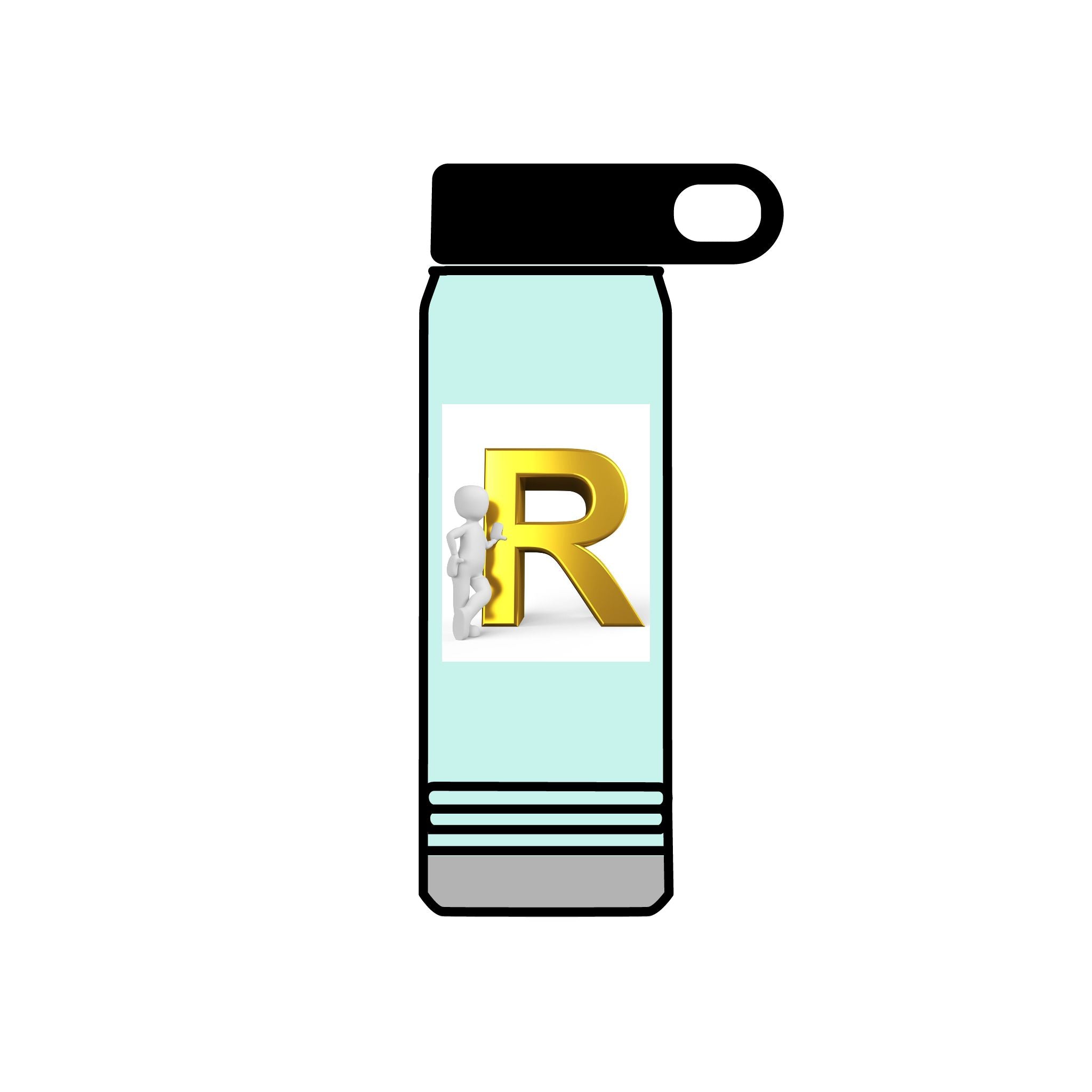 Gold Letter R Monogram Water Bottle | 20oz Initial Bottle