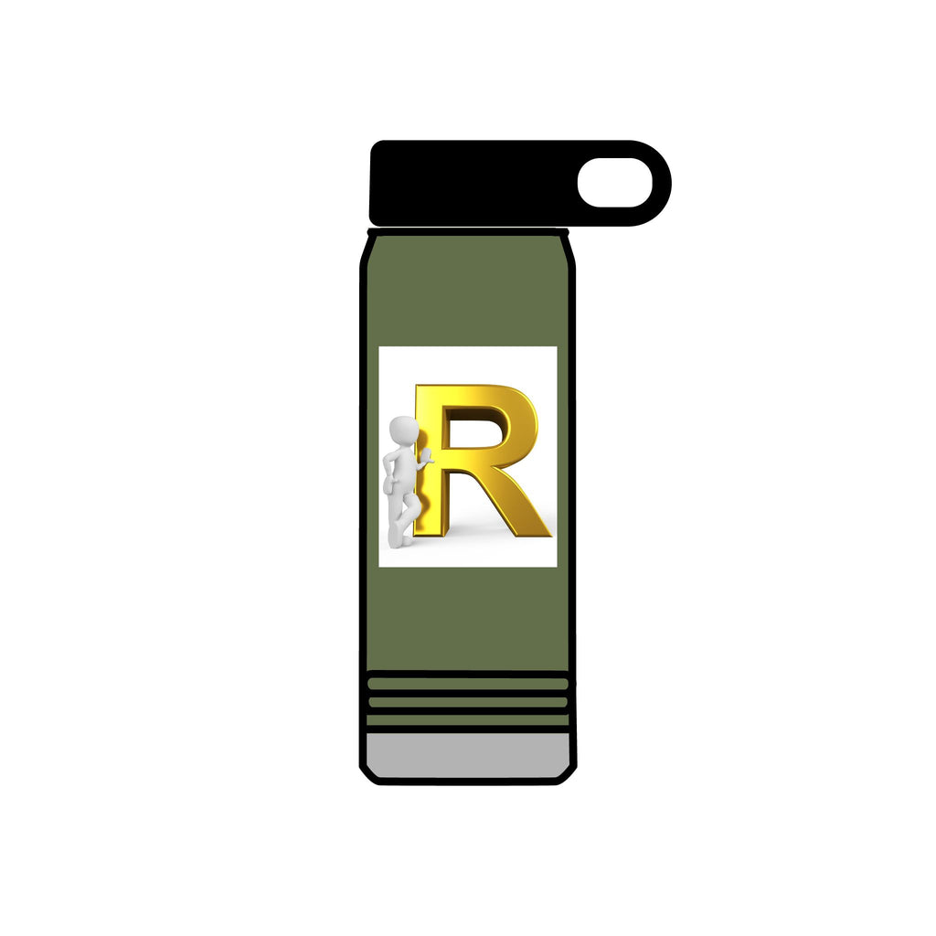Gold Letter R Monogram Water Bottle | 20oz Initial Bottle
