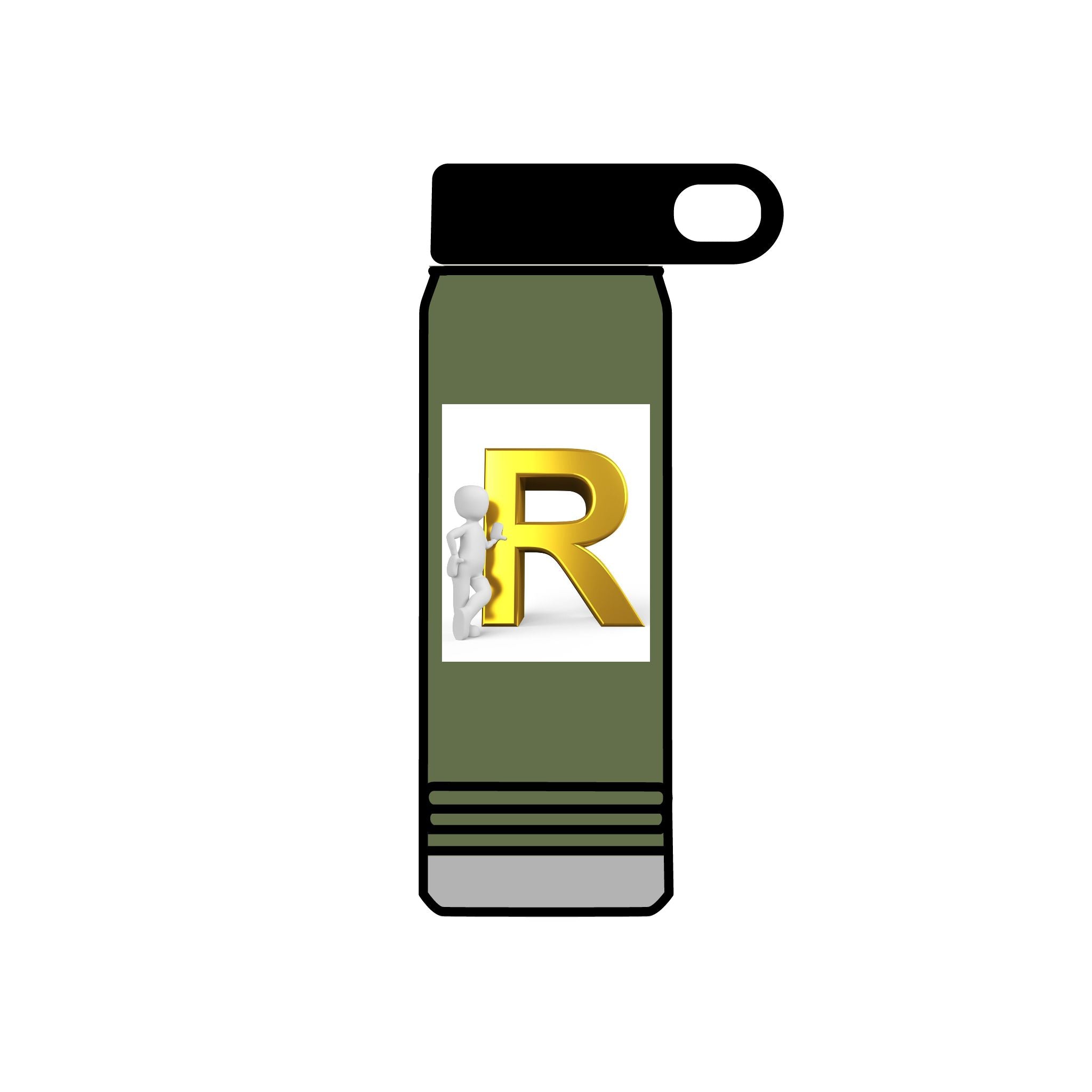 Gold Letter R Monogram Water Bottle | 20oz Initial Bottle