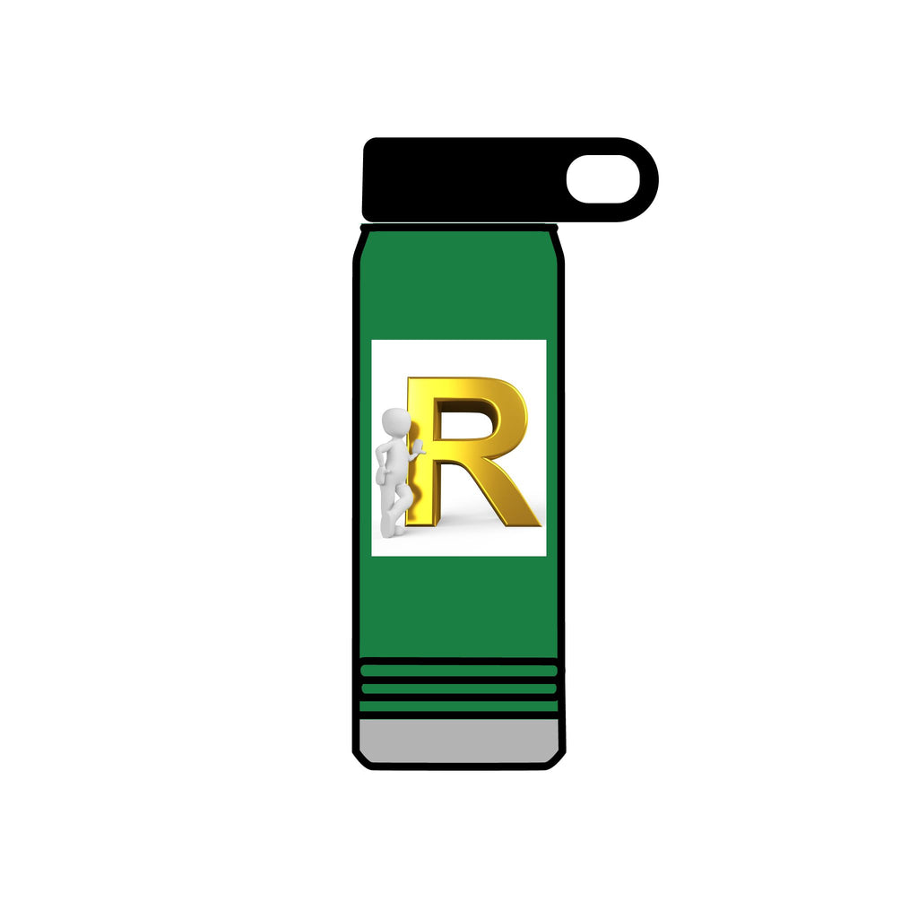 Gold Letter R Monogram Water Bottle | 20oz Initial Bottle
