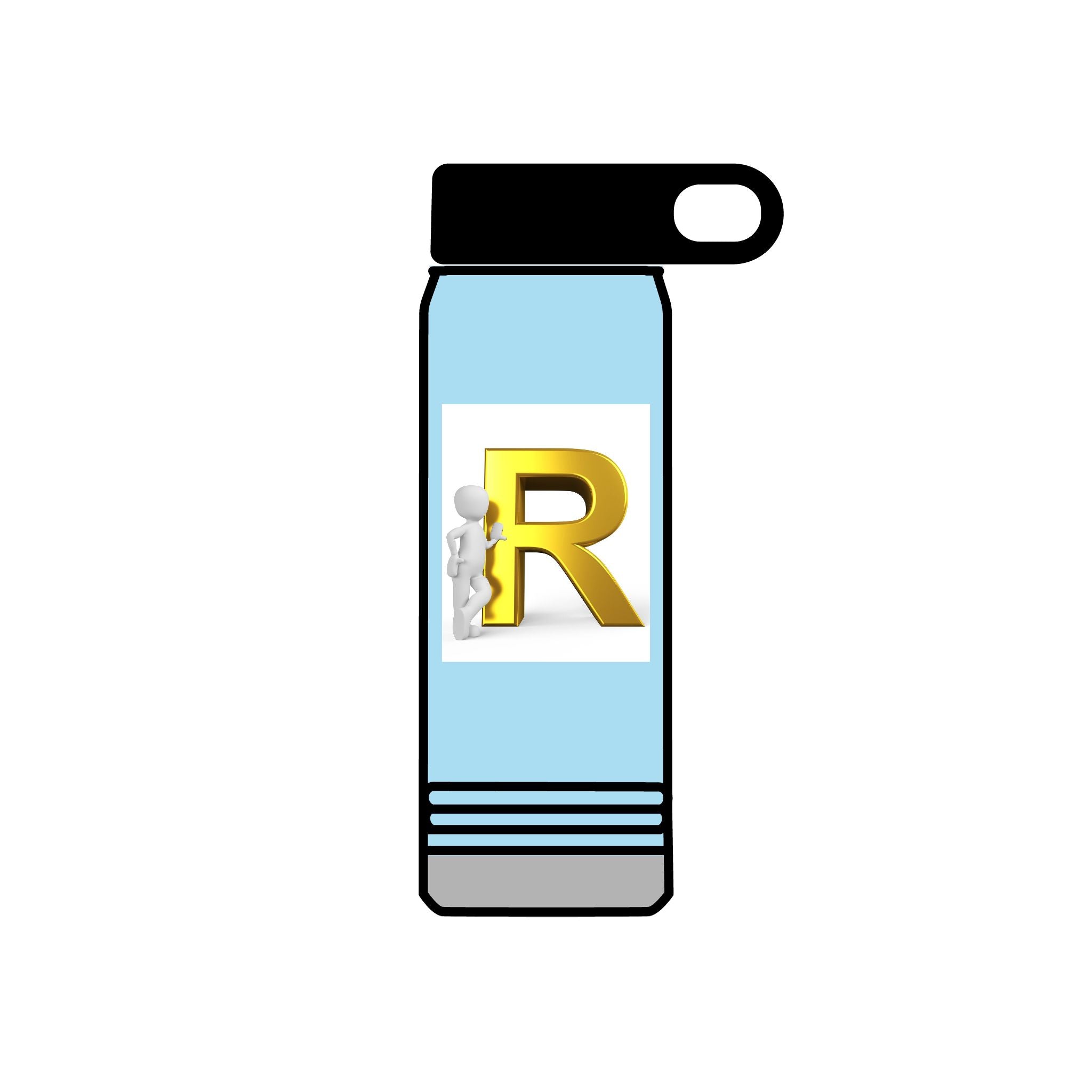 Gold Letter R Monogram Water Bottle | 20oz Initial Bottle