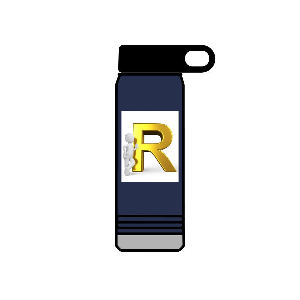Gold Letter R Monogram Water Bottle | 20oz Initial Bottle