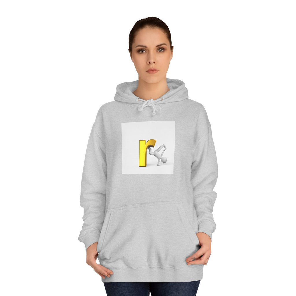 Yellow Letter R Character Hoodie | Playful Typographic Design