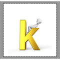 Gold Letter K with Thinker Figure Coverlet | Woven-Style Monogram Throw