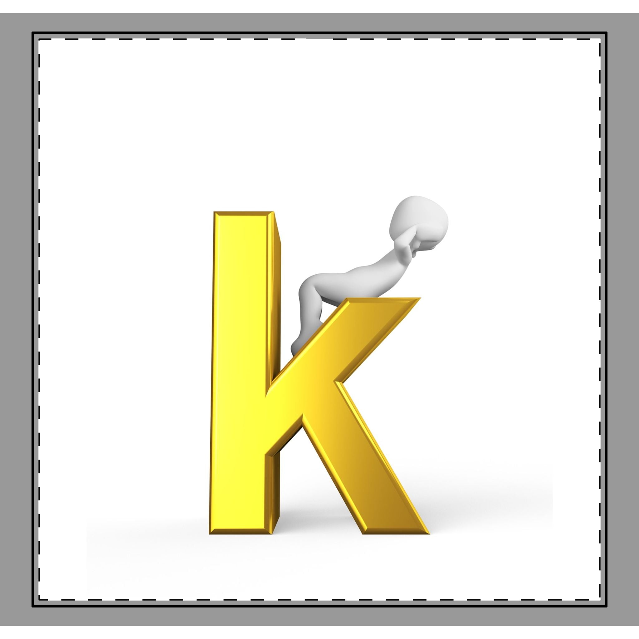 Gold Letter K with Thinker Figure Coverlet | Woven-Style Monogram Throw