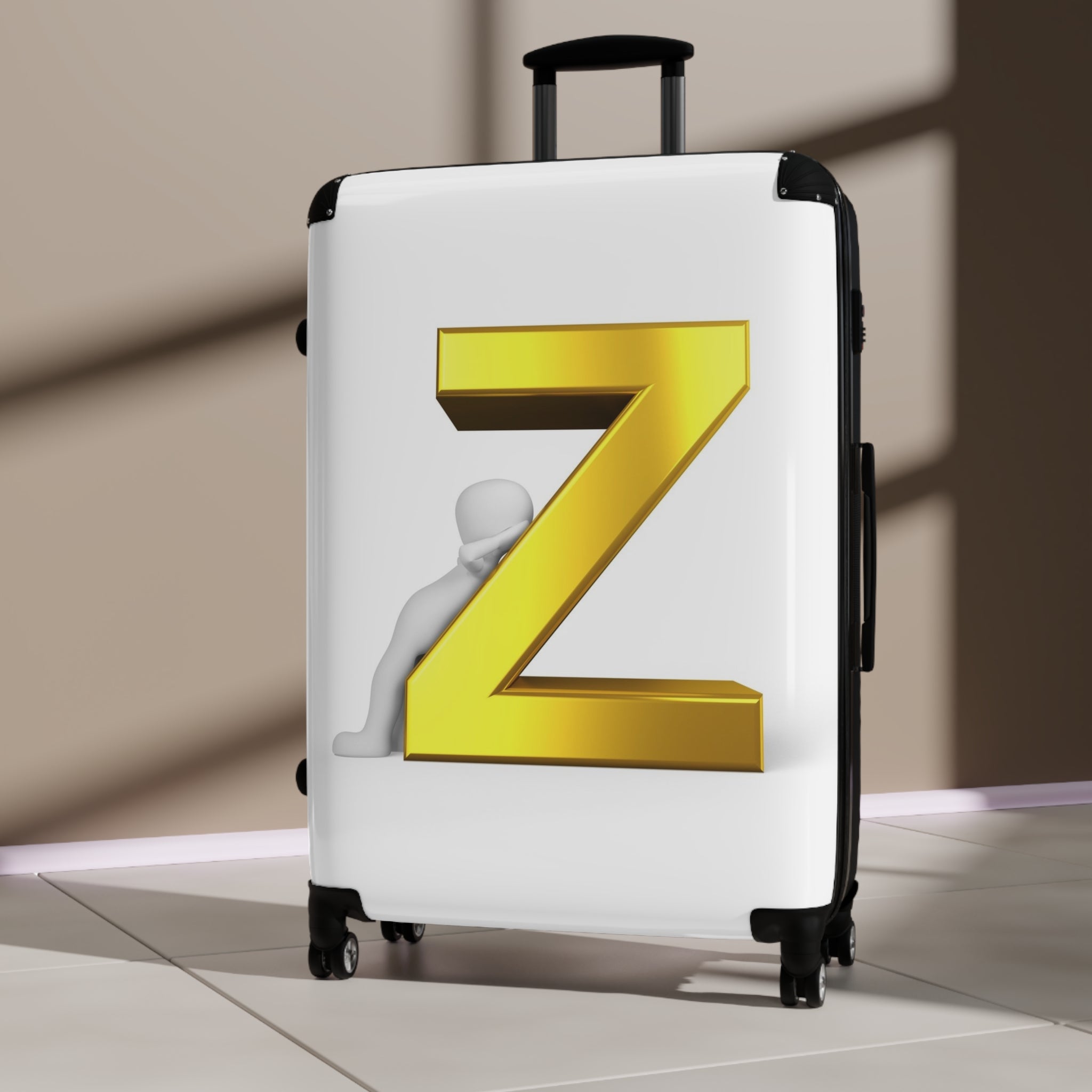 Gold 3D Letter Z Suitcase | Personalized Monogram Luggage
