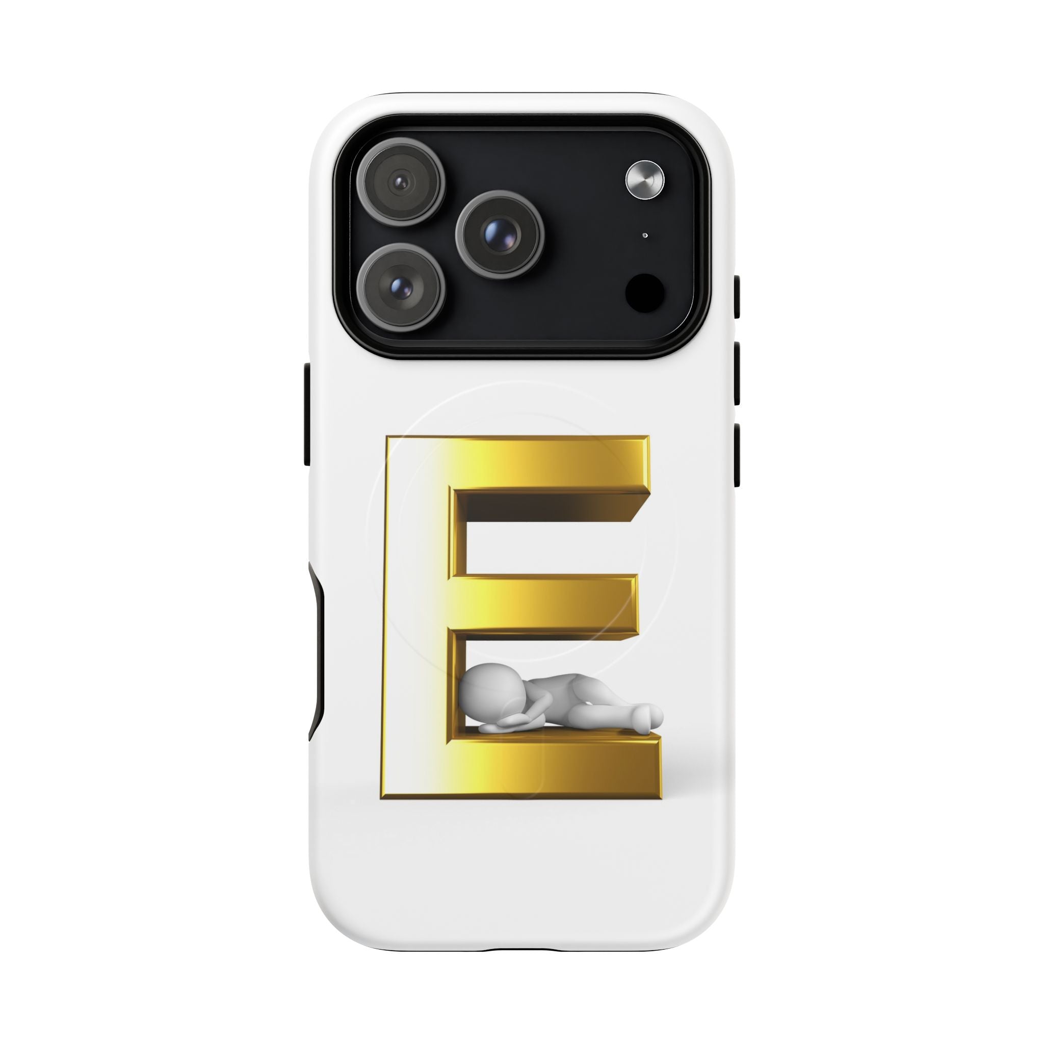 Coque de téléphone Monogramme Lettre E Dorée | Coque Magnétique Renforcée