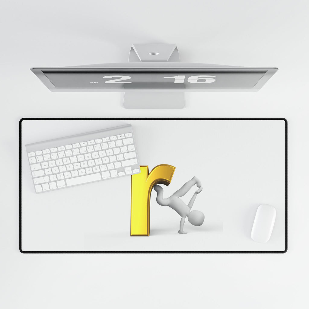 Gold Letter 'r' Breakdance Logo Desk Mat | Typography Mousepad