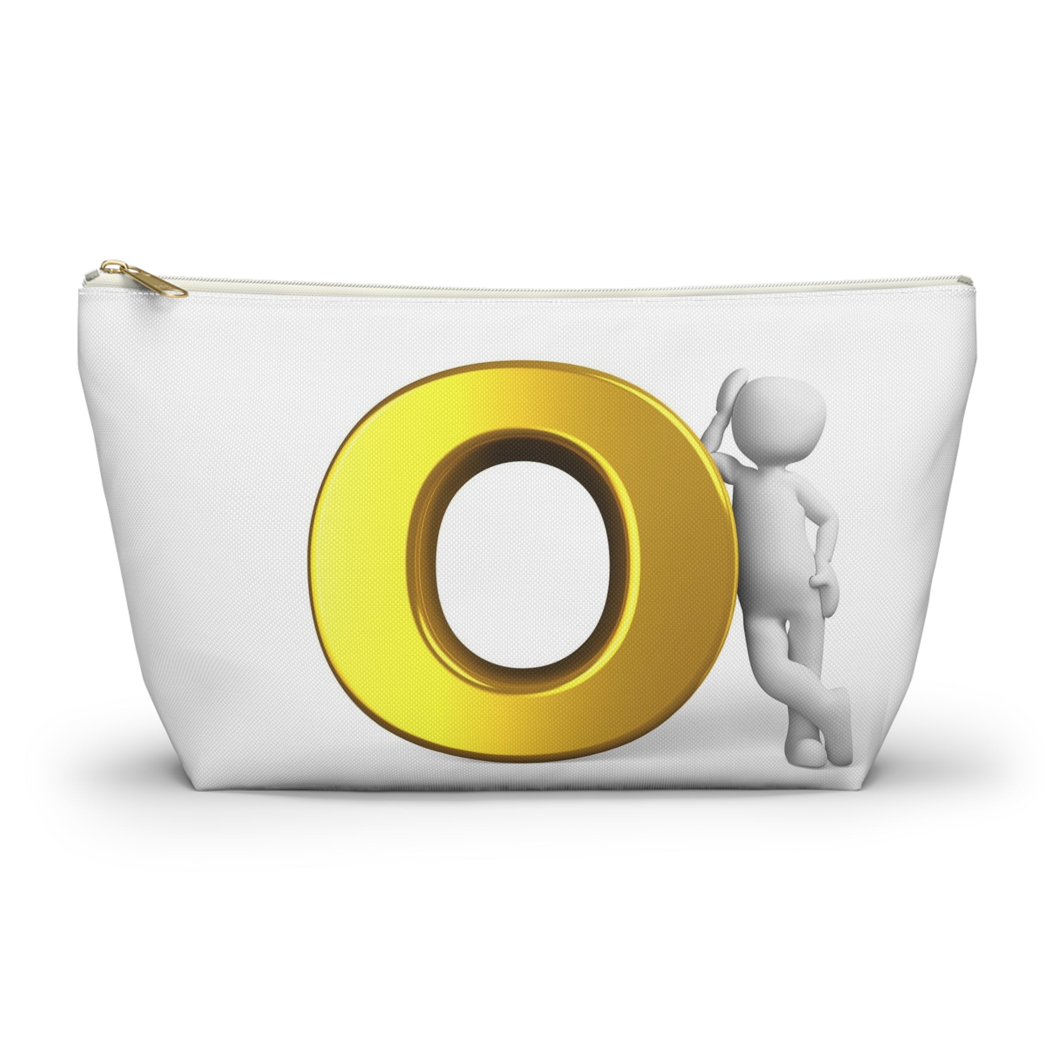 Gold Letter O Accessory Pouch | T-Bottom Cosmetic Bag