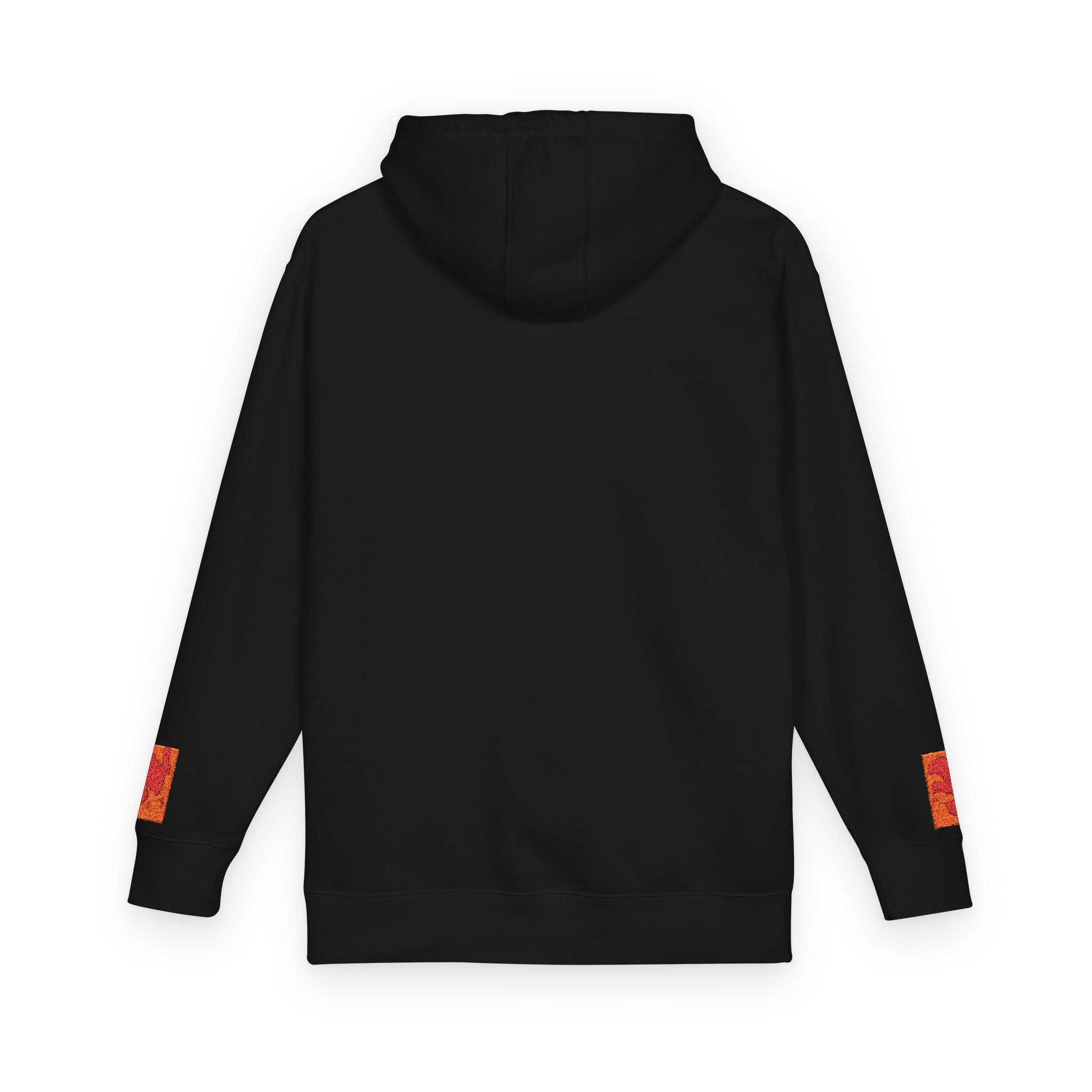 Orange Phoenix Pixel Art Hoodie | Square Chest & Sleeve Patch