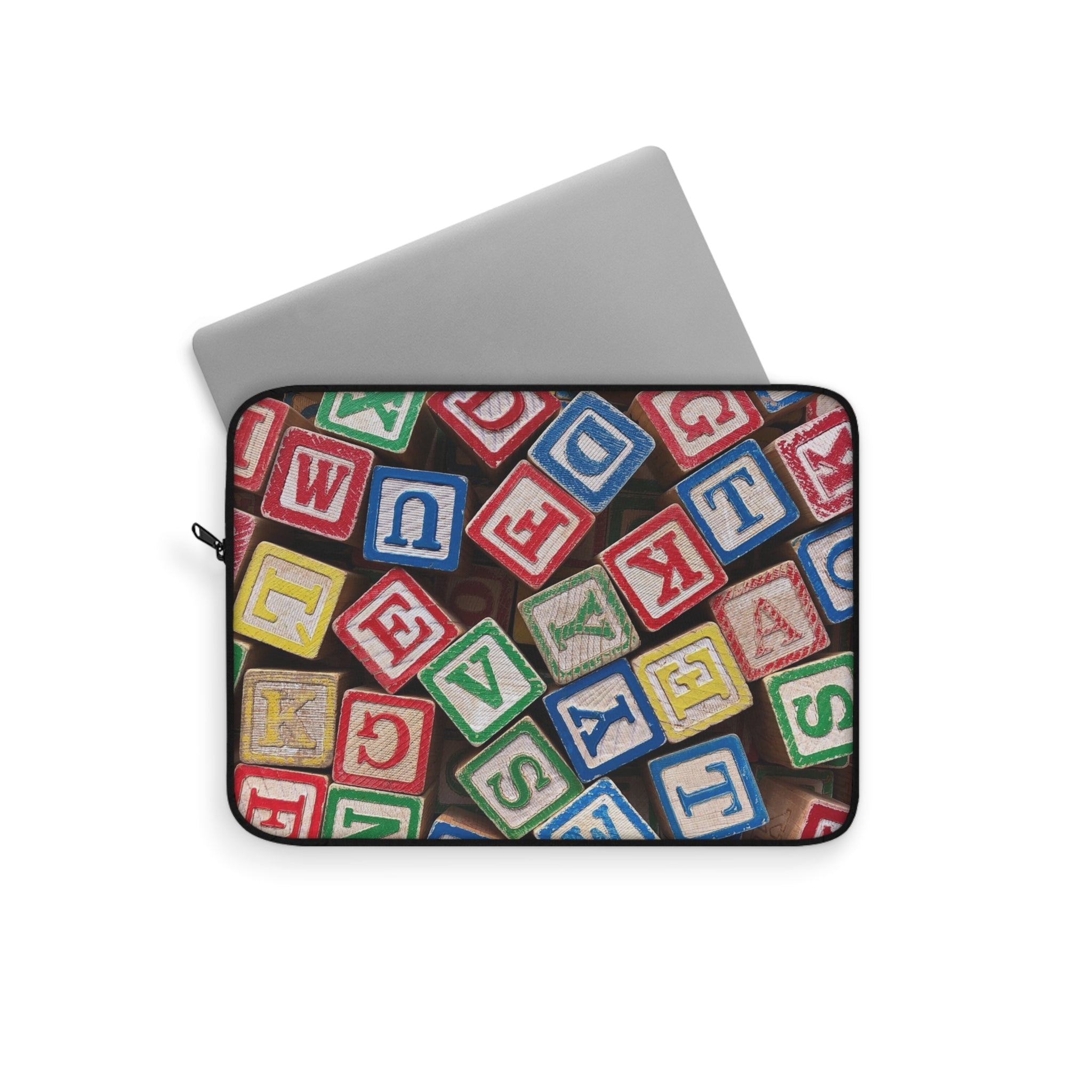 Housse d'ordinateur portable en blocs alphabet colorés | Motif de lettres vintage pour enfants