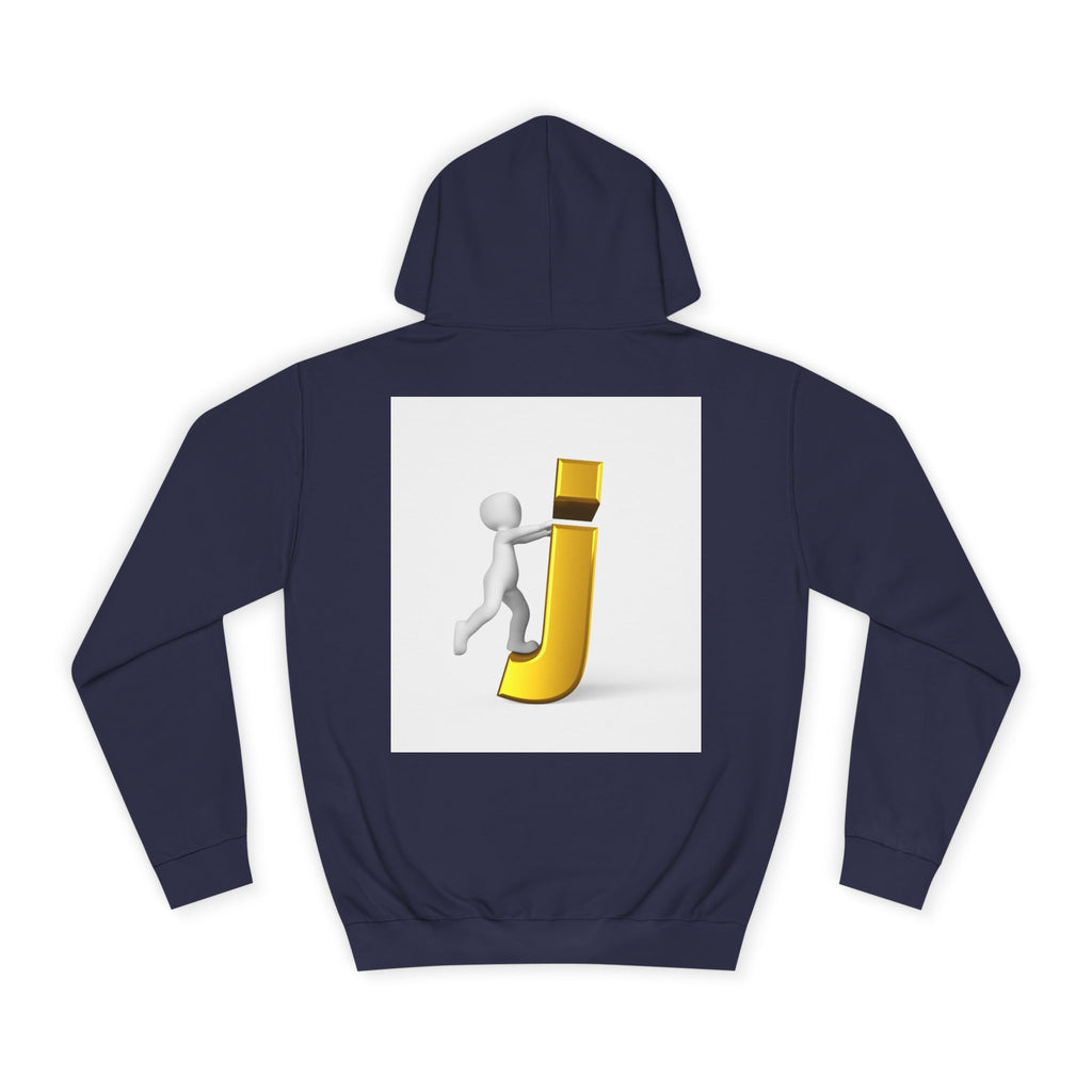 3D Stick Figure Riding Gold Letter J Hoodie | Initial Monogram Letter J