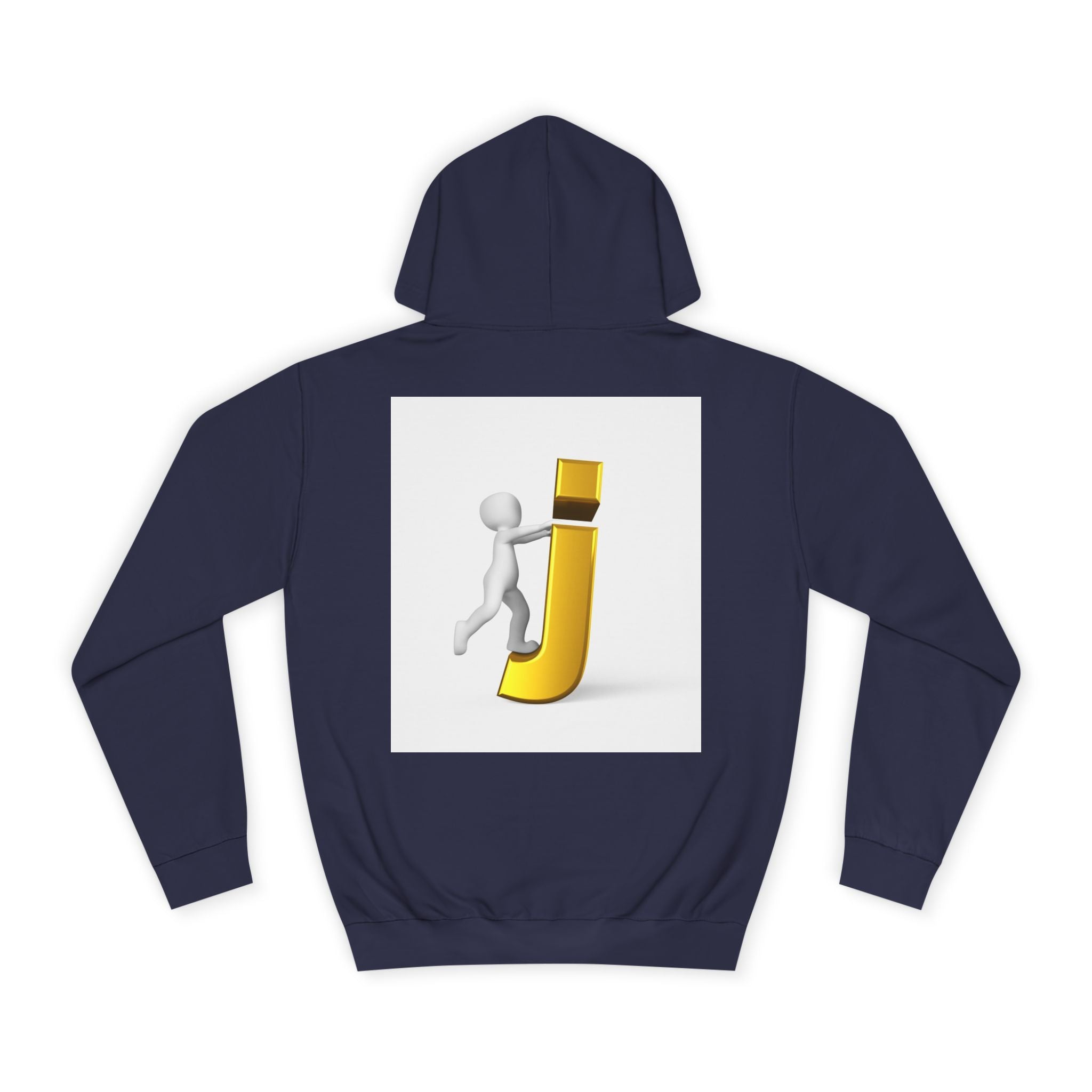 3D Stick Figure Riding Gold Letter J Hoodie | Initial Monogram Letter J