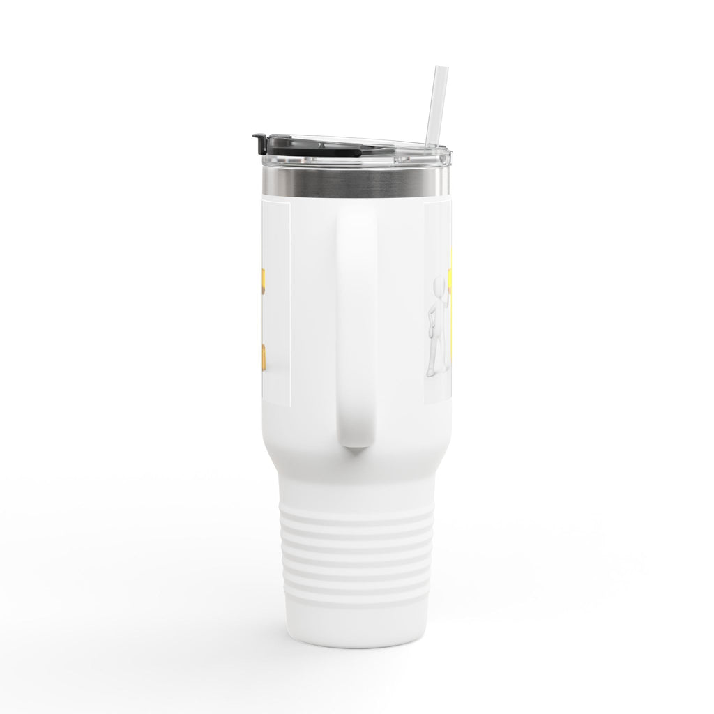 3D Stick Figure with Gold Letter T Insulated Travel Mug 40oz | Tall Tumbler