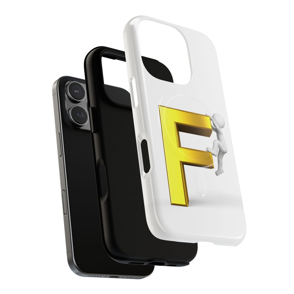 3D Gold Letter F Climber Phone Case | Magnetic Tough Case