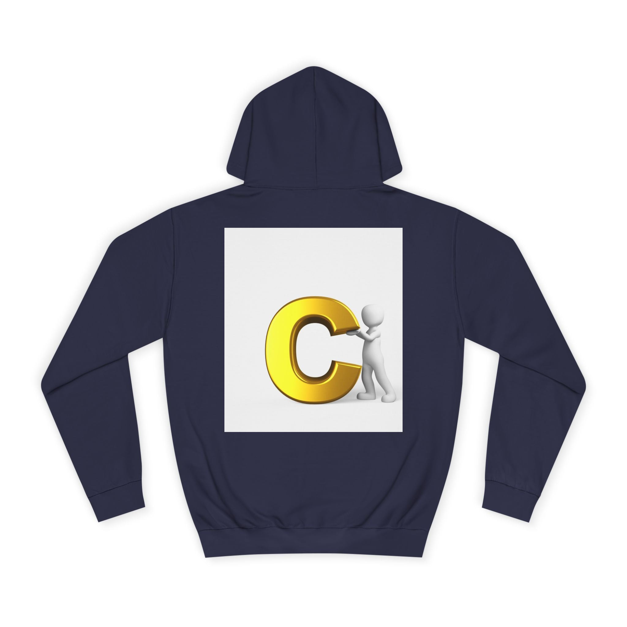 3D Yellow Letter C with Character Hoodie | Initial Monogram Sweatshirt