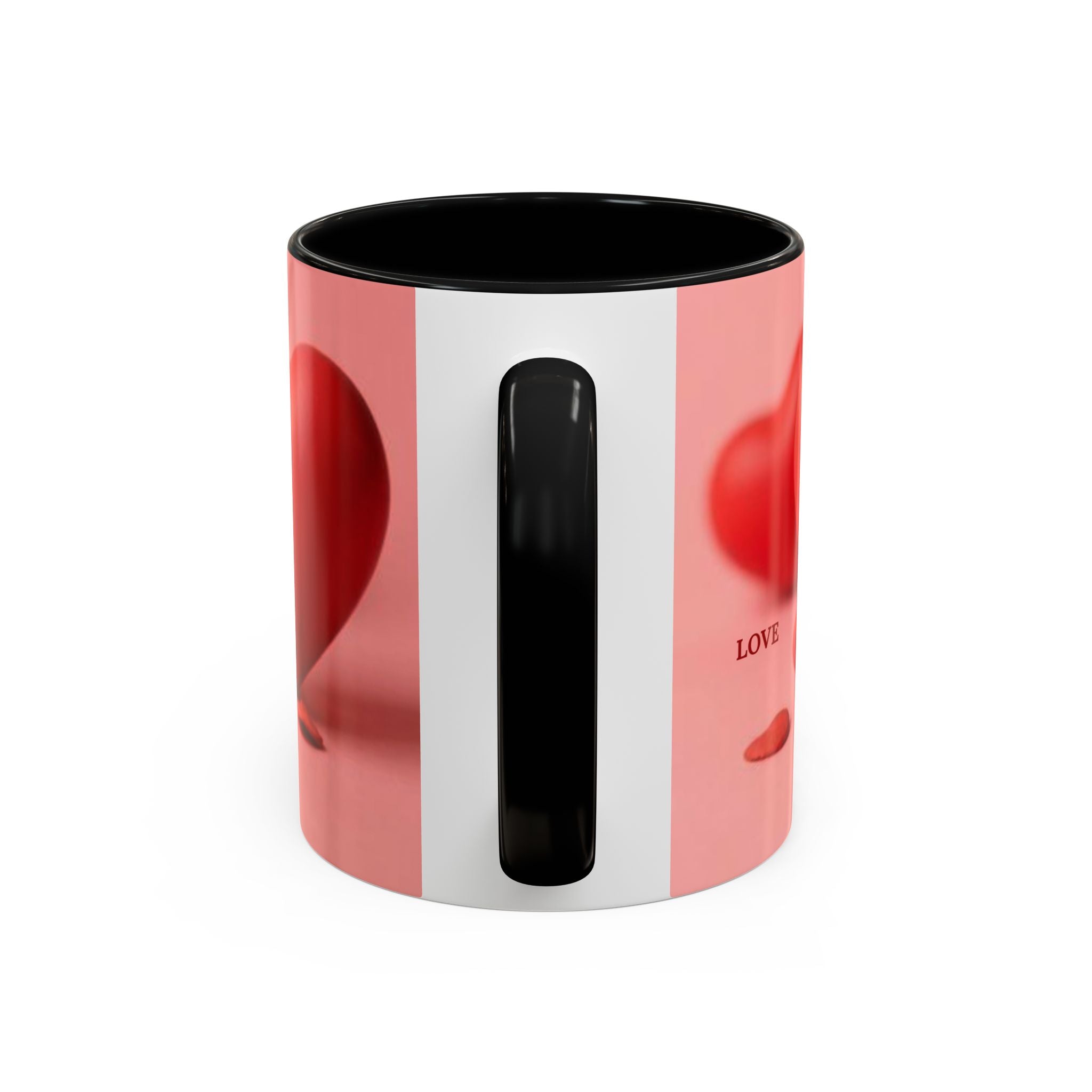 Red Heart Love Design Accent Coffee Mug | Valentine Heart Ceramic Mug