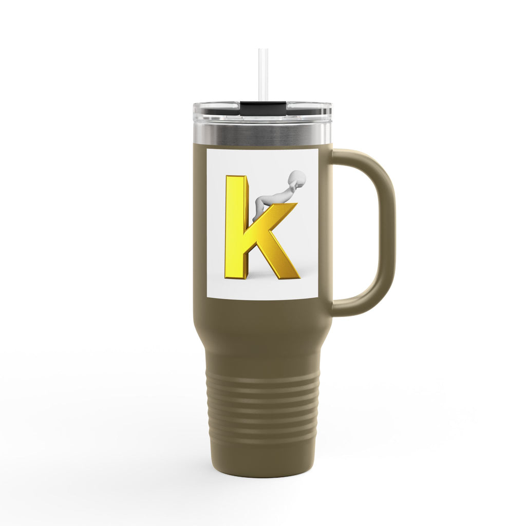 Yellow 3D Letter K Initial Travel Mug | 40oz Insulated Tumbler