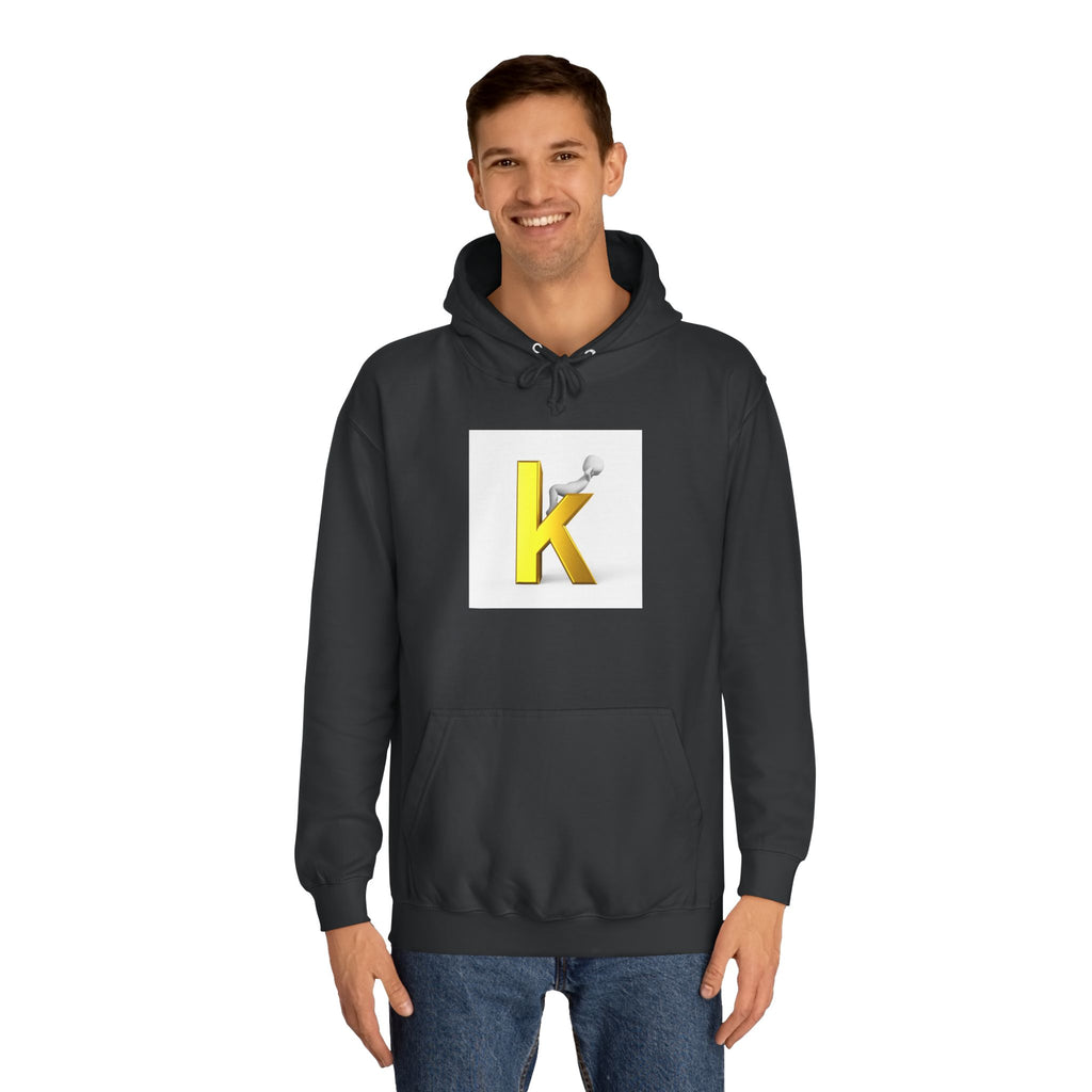 Gold 3D Letter K Hoodie | Monogram Initial K Sweatshirt