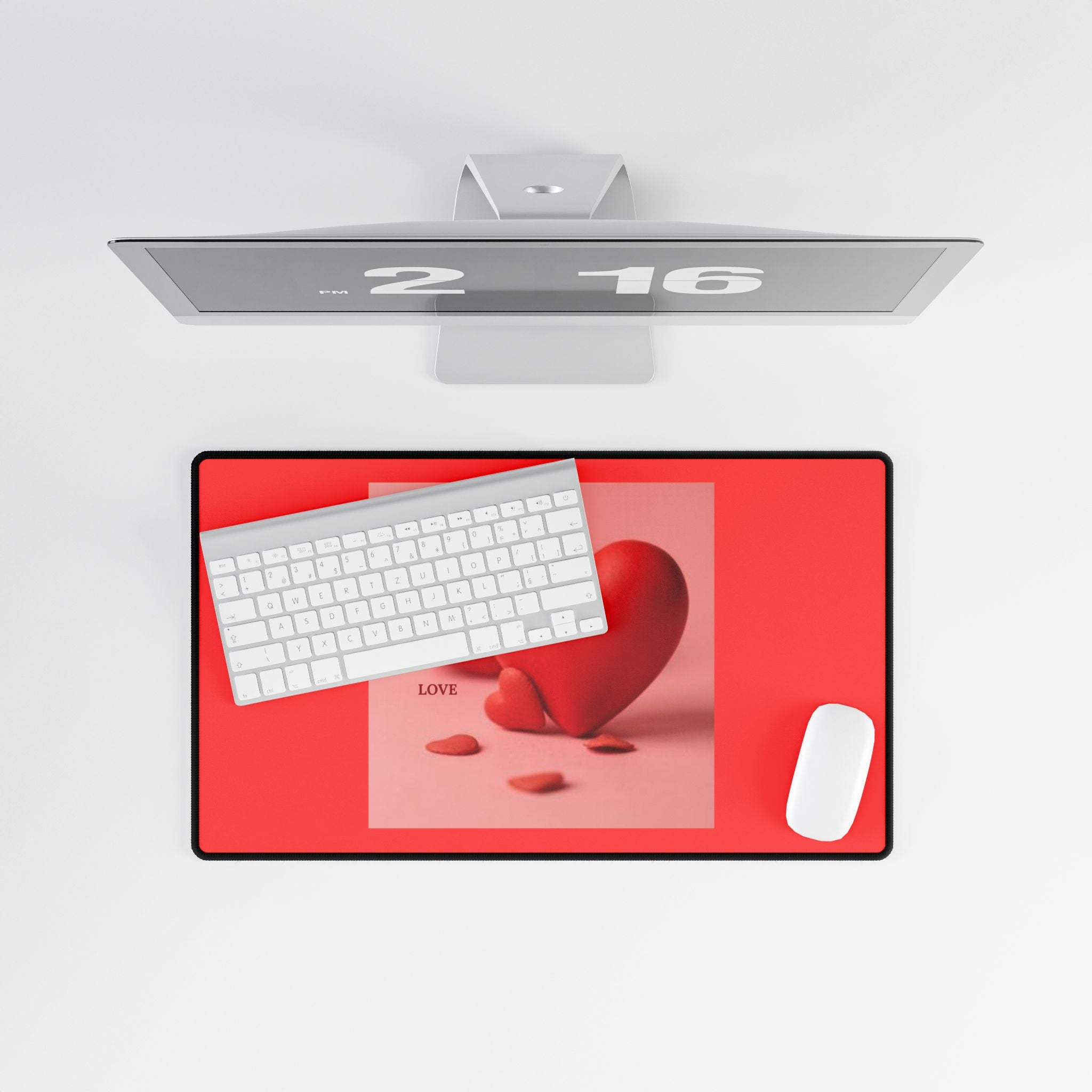 Red 3D Hearts Desk Mat | Valentine Love Mousepad