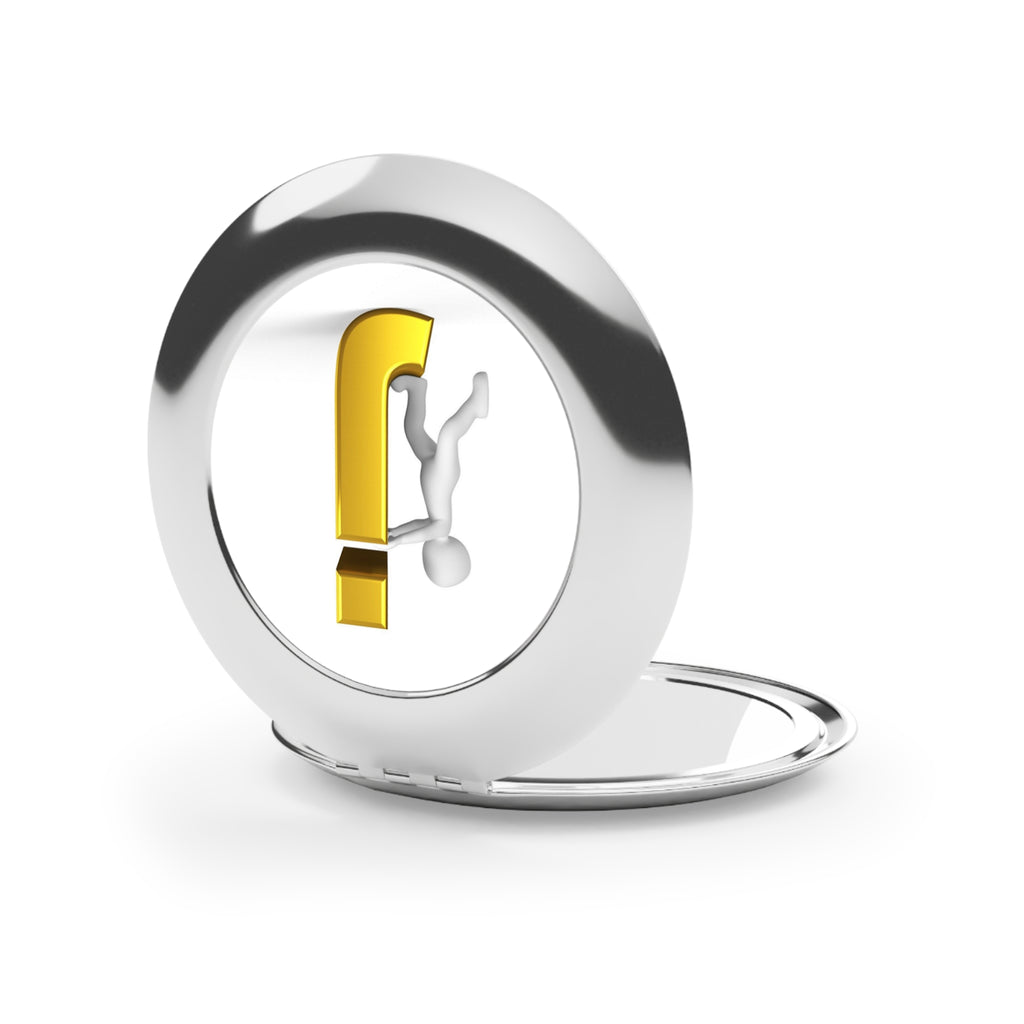 Stick Figure Pushing Gold Letter J Compact Travel Mirror | Monogram Initial Mirror