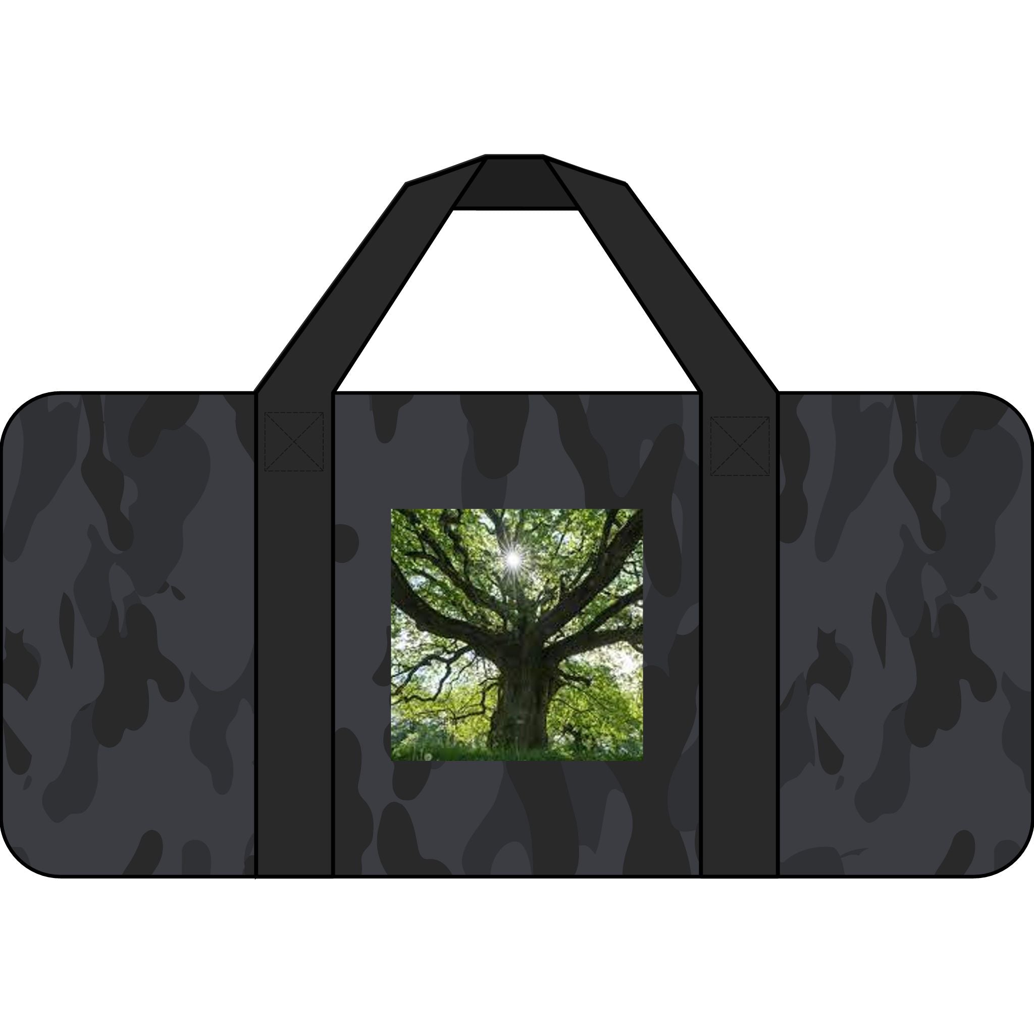 Sunlit Oak Tree Tripper Duffel Bag | Nature Tree Photo, Checkered Strap