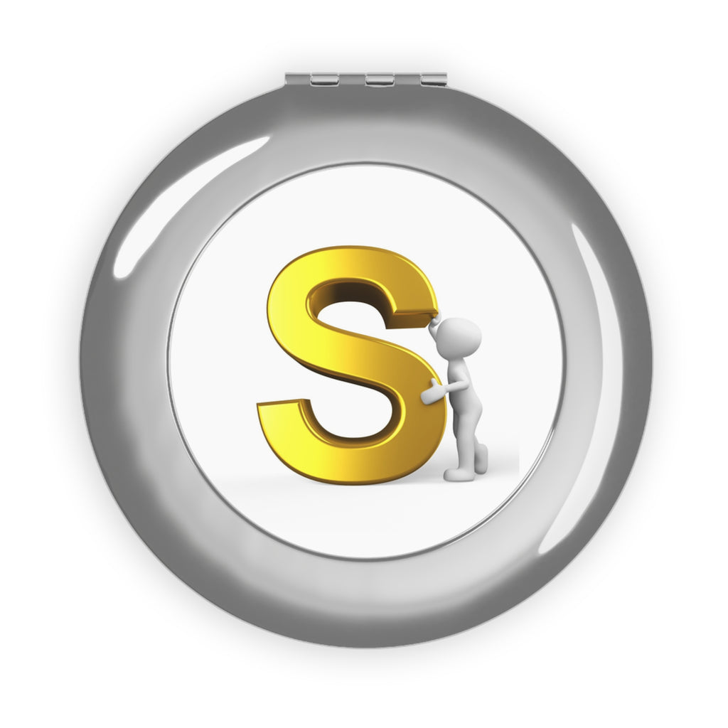 Gold Letter S monogram Compact Mirror | Initial S travel mirror